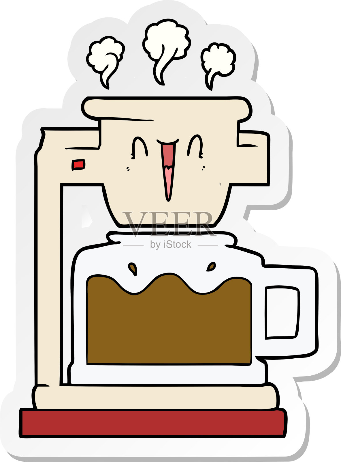 热气腾腾的咖啡壶贴纸插画图片素材