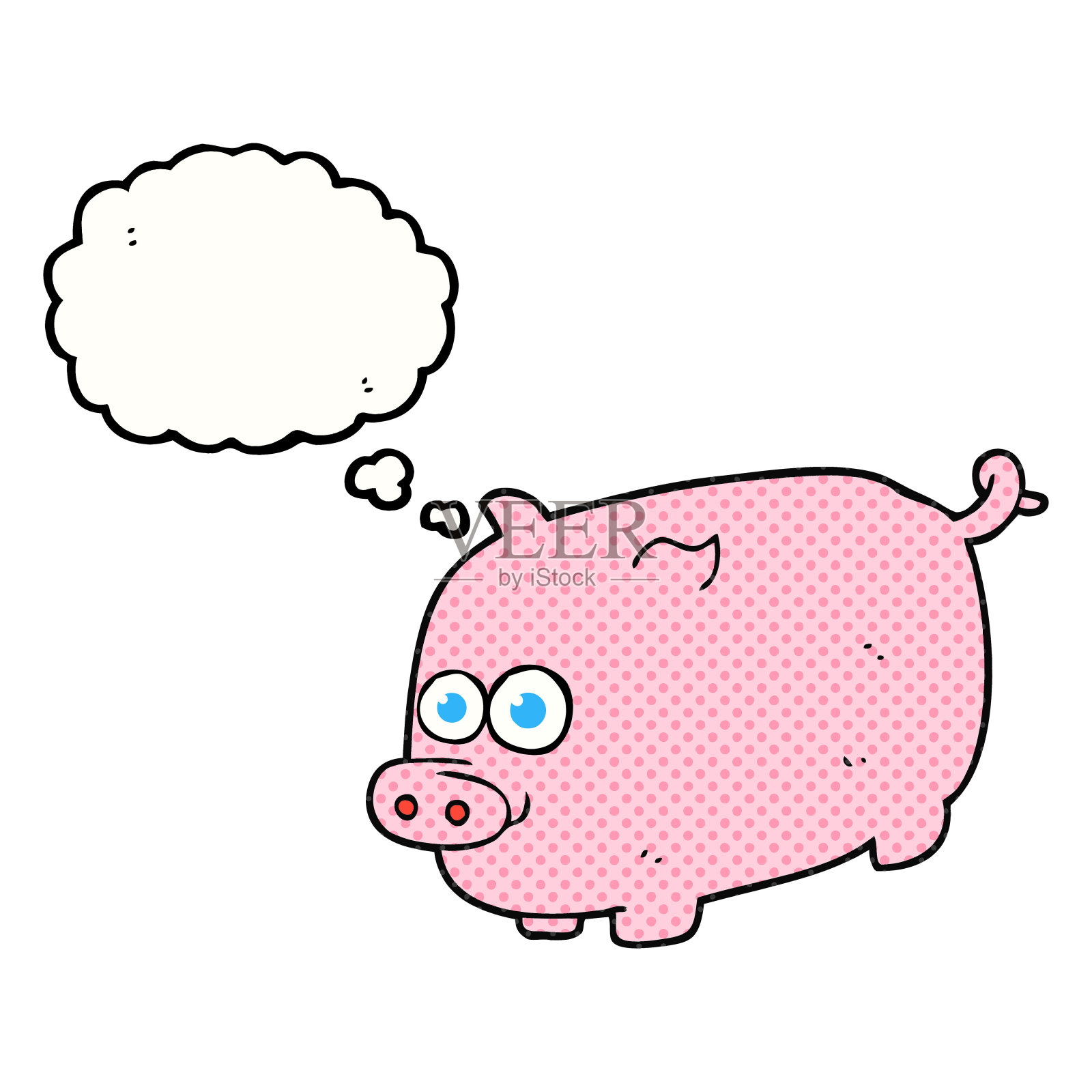 手绘思想泡泡卡通猪插画图片素材