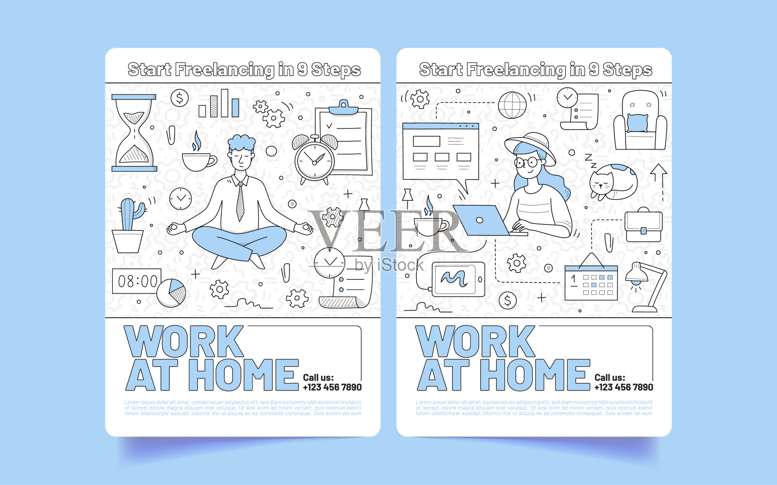 在家做海报，自由职业者设计模板素材