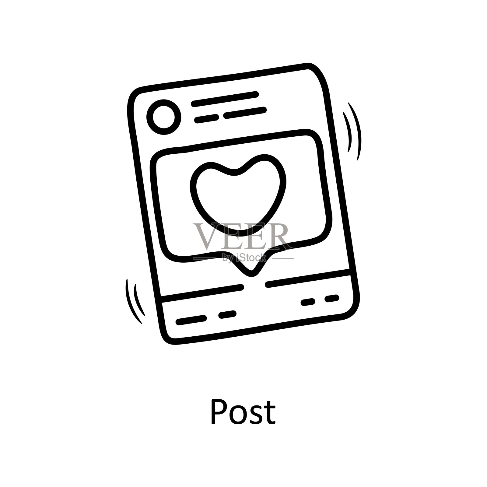 后矢量轮廓手绘图标设计说明。情人节符号在白色背景EPS 10文件插画图片素材