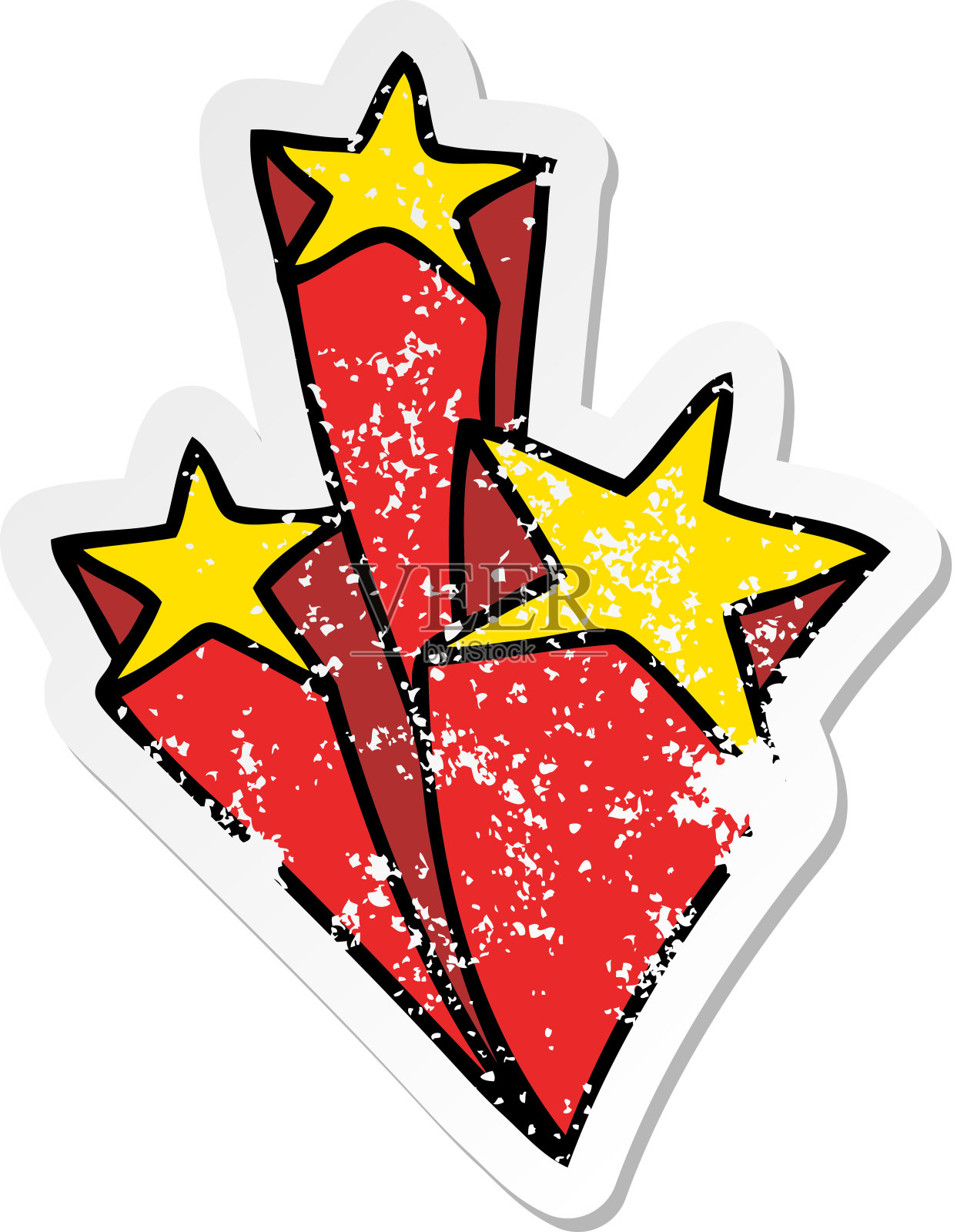 心疼贴纸的一个古怪的手绘卡通明星插画图片素材