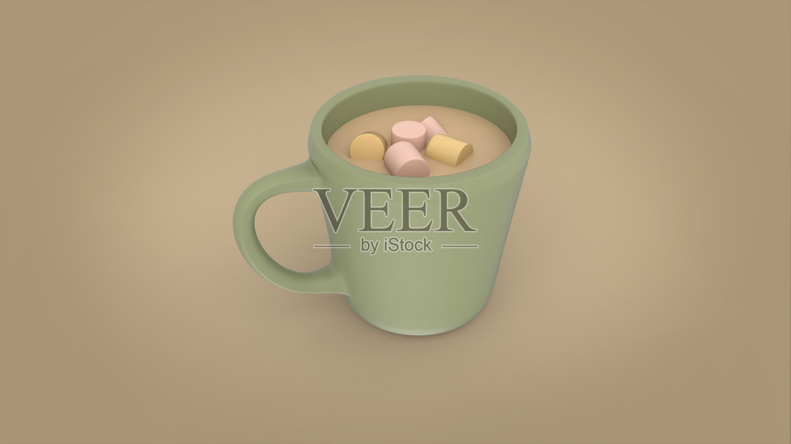 热巧克力与棉花糖香椿风格的3d图像照片摄影图片