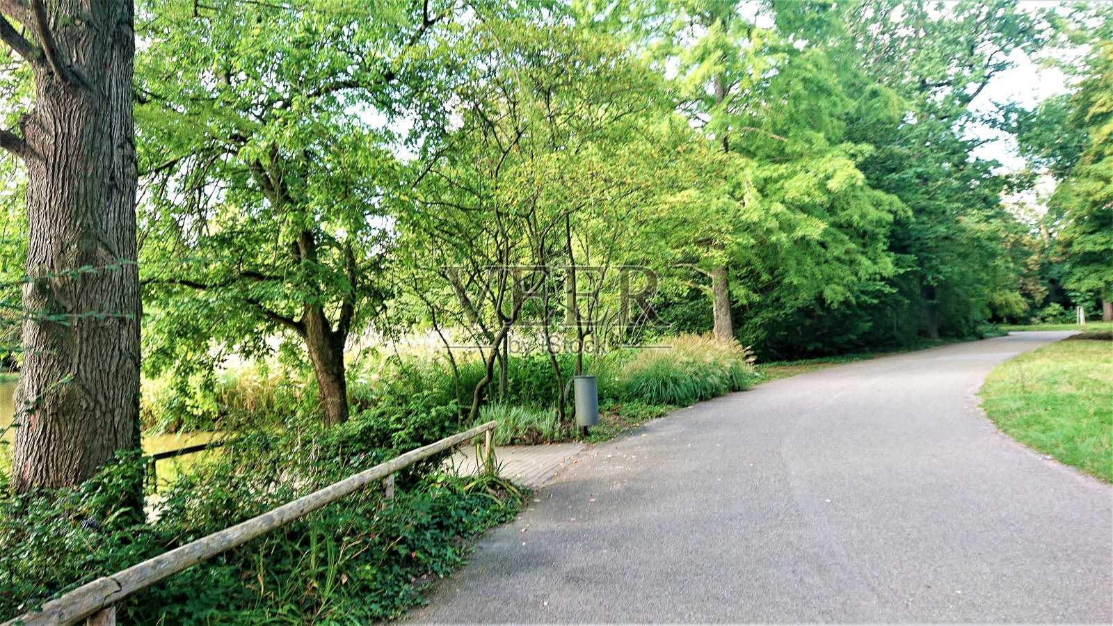 德国。9月。公园里的人行道。照片摄影图片