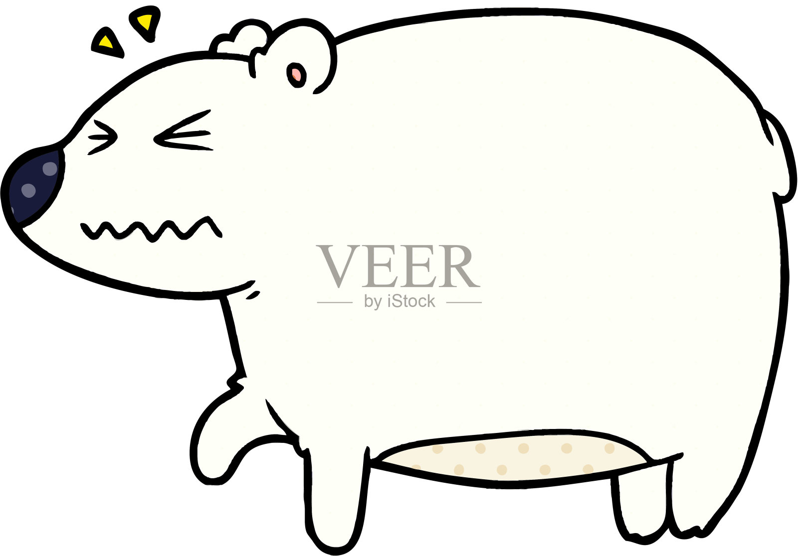 恼怒的北极熊漫画插画图片素材