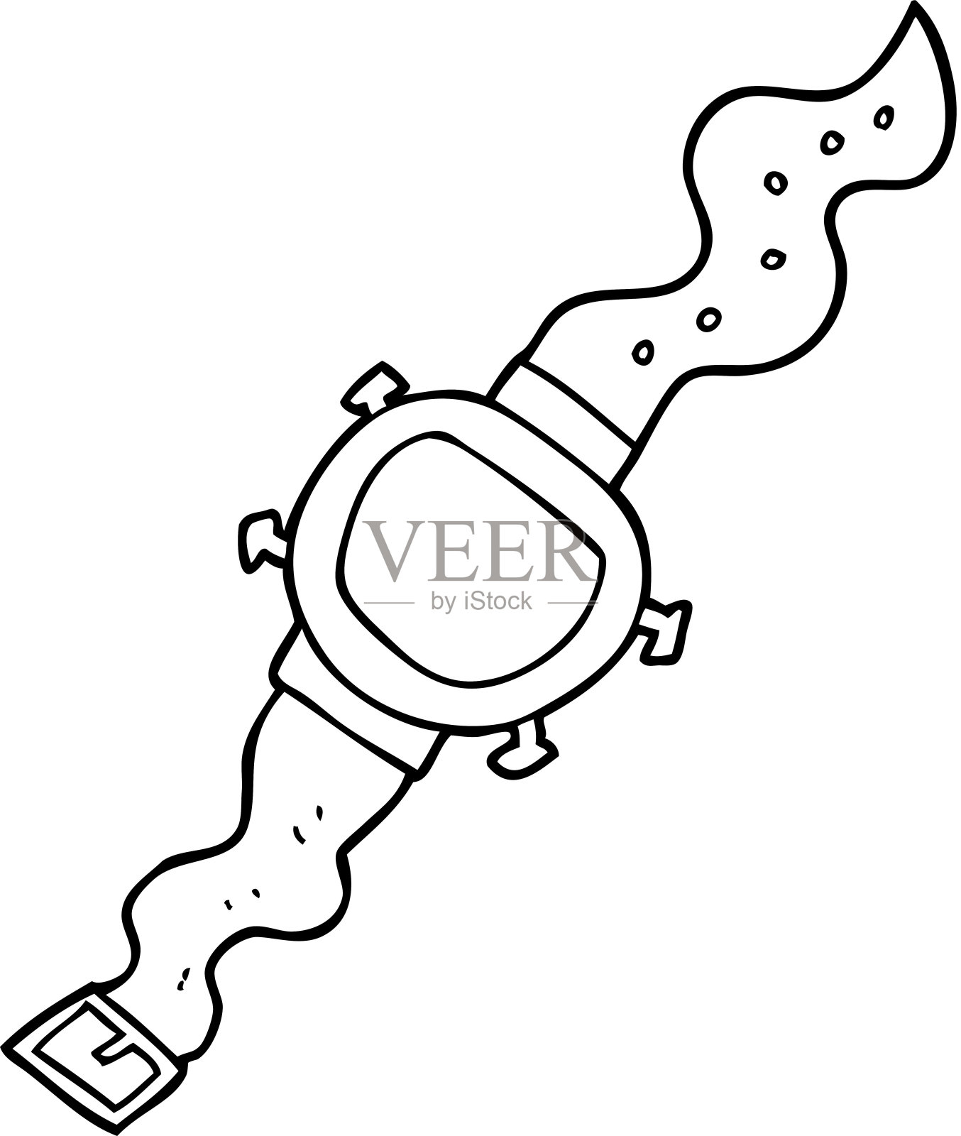 手绘黑白卡通腕表插画图片素材