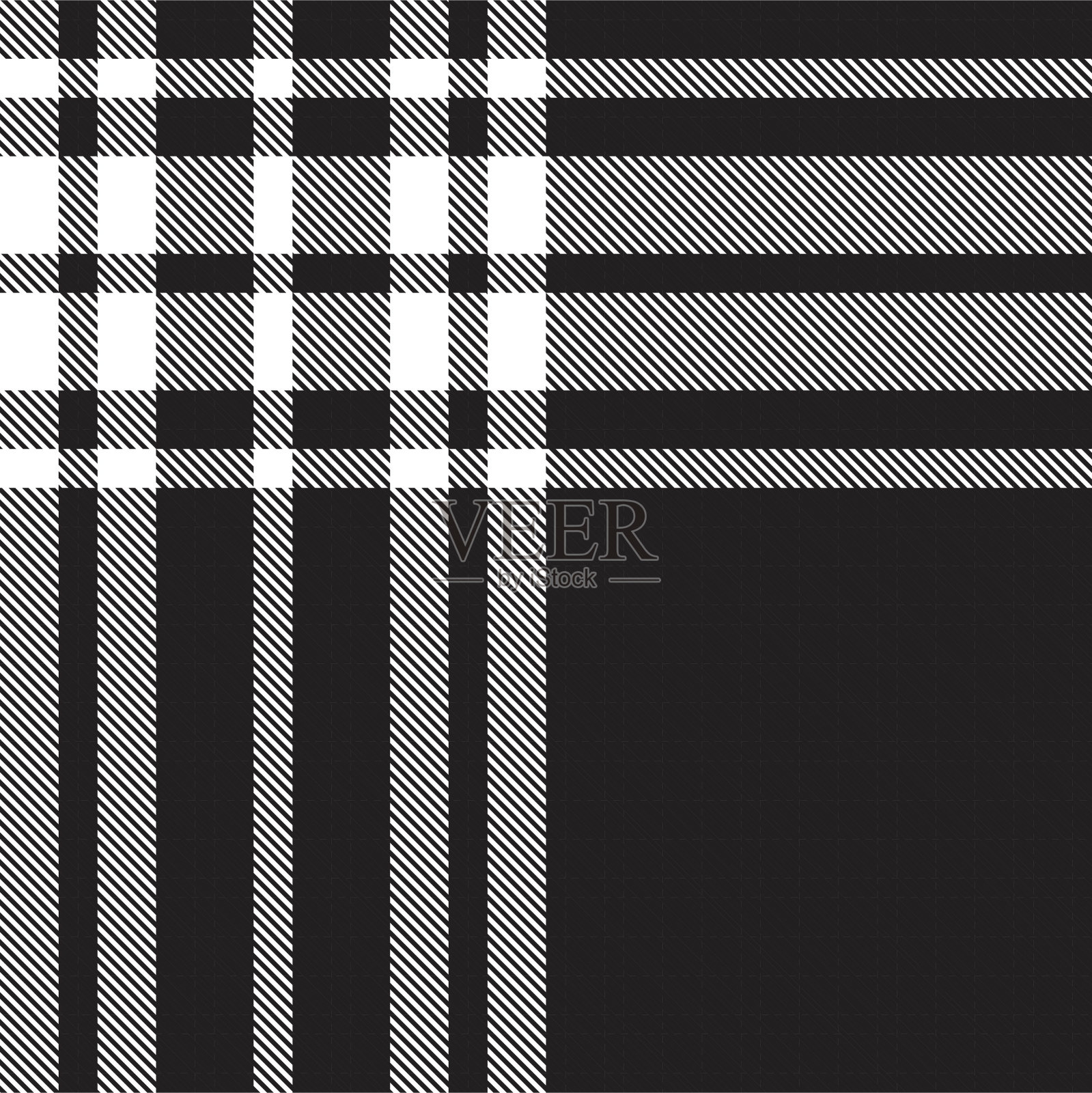 黑色和白色不对称格纹无缝图案插画图片素材