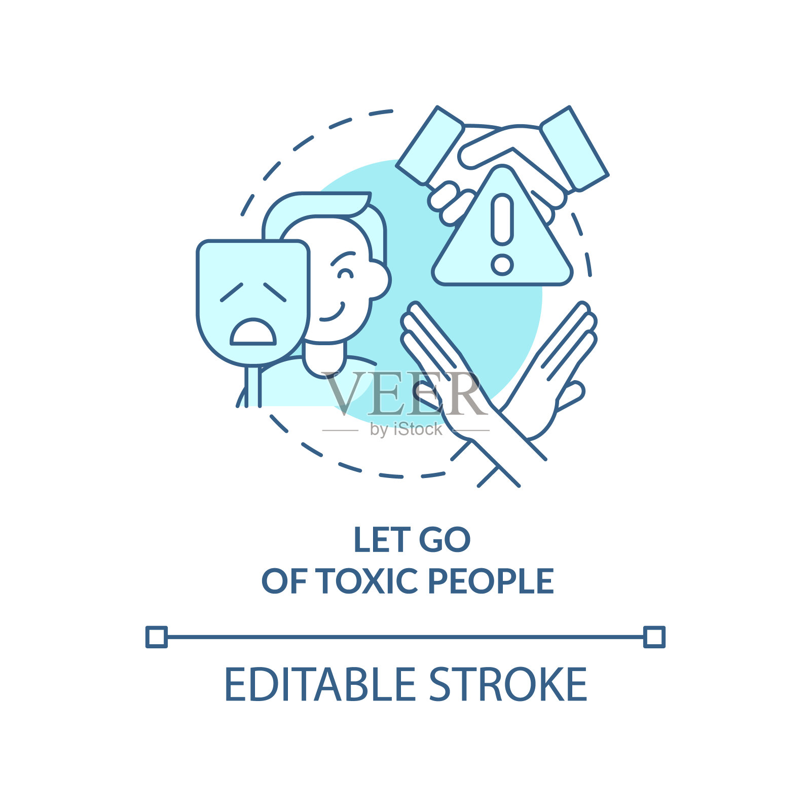 让有毒的人去绿松石概念图标插画图片素材