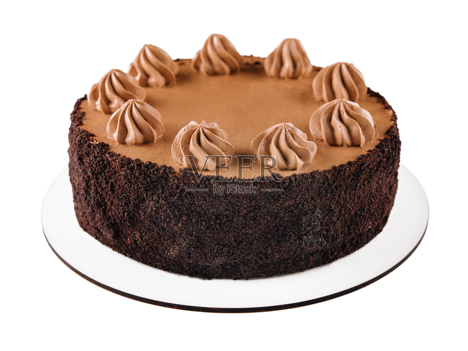 奶油巧克力蛋糕孤立在白色照片摄影图片