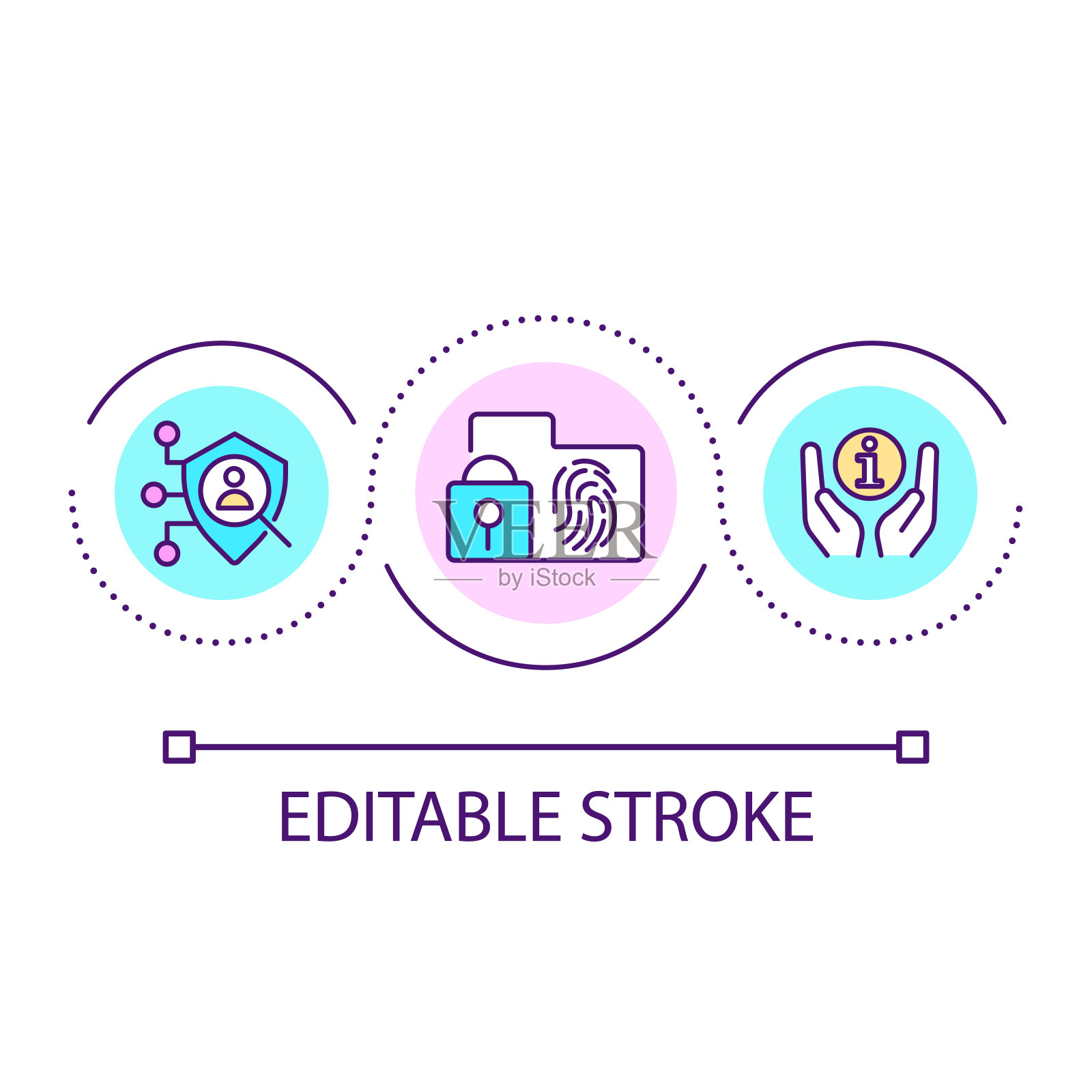 生物识别数据隐私循环概念图标插画图片素材