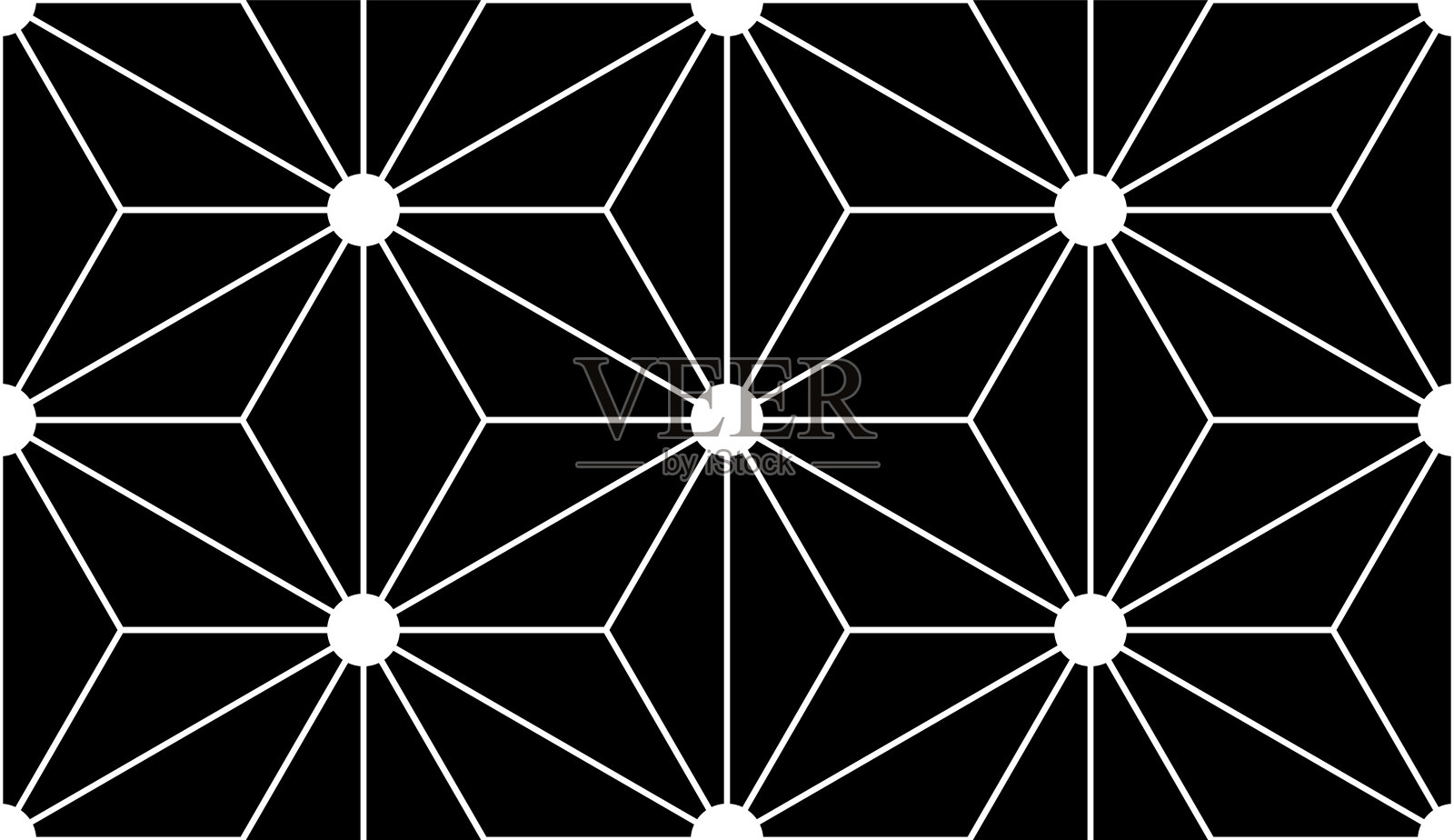 无缝几何三角形和星星黑白图案。插画图片素材