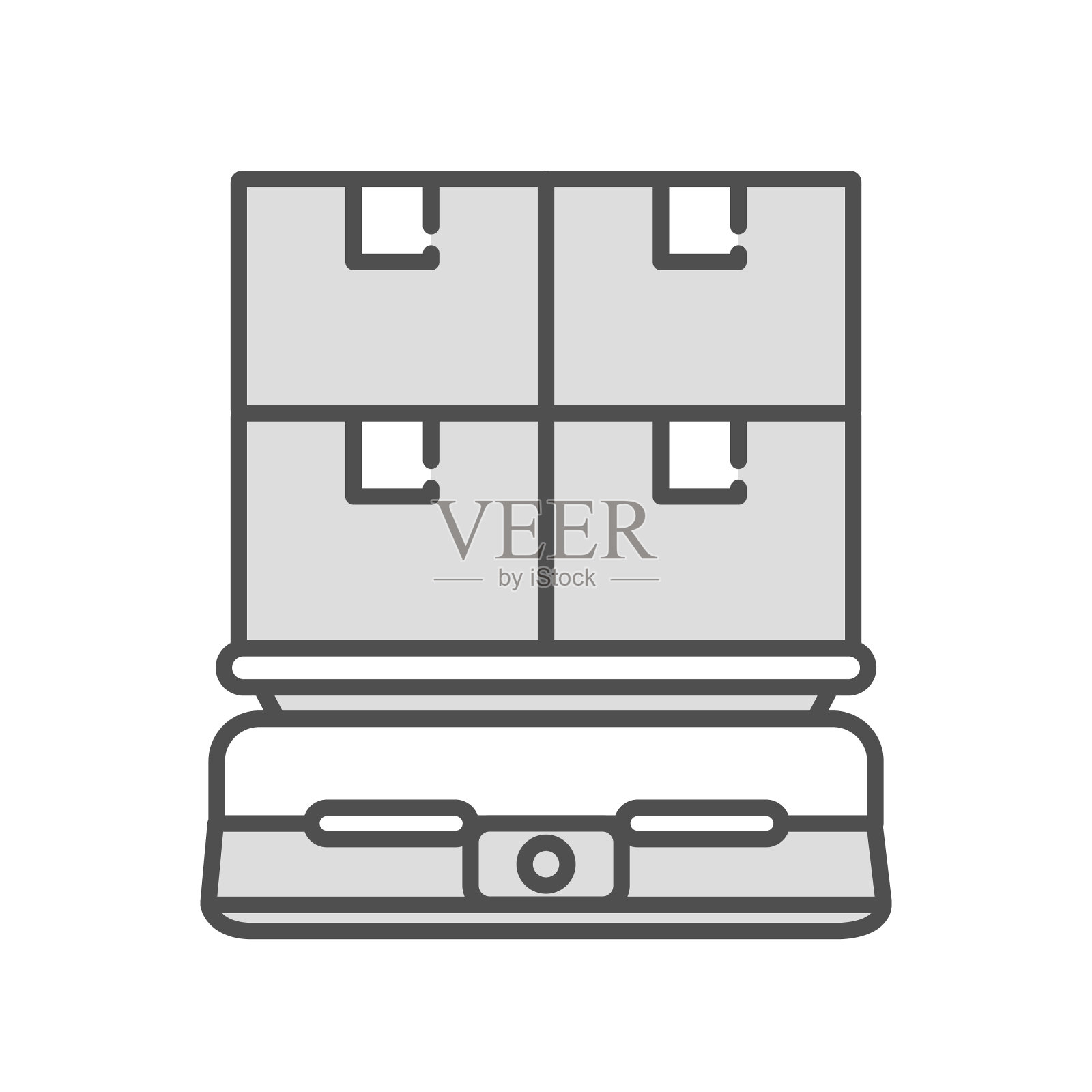 搬运纸板箱的自动运输机器人的插图。插画图片素材