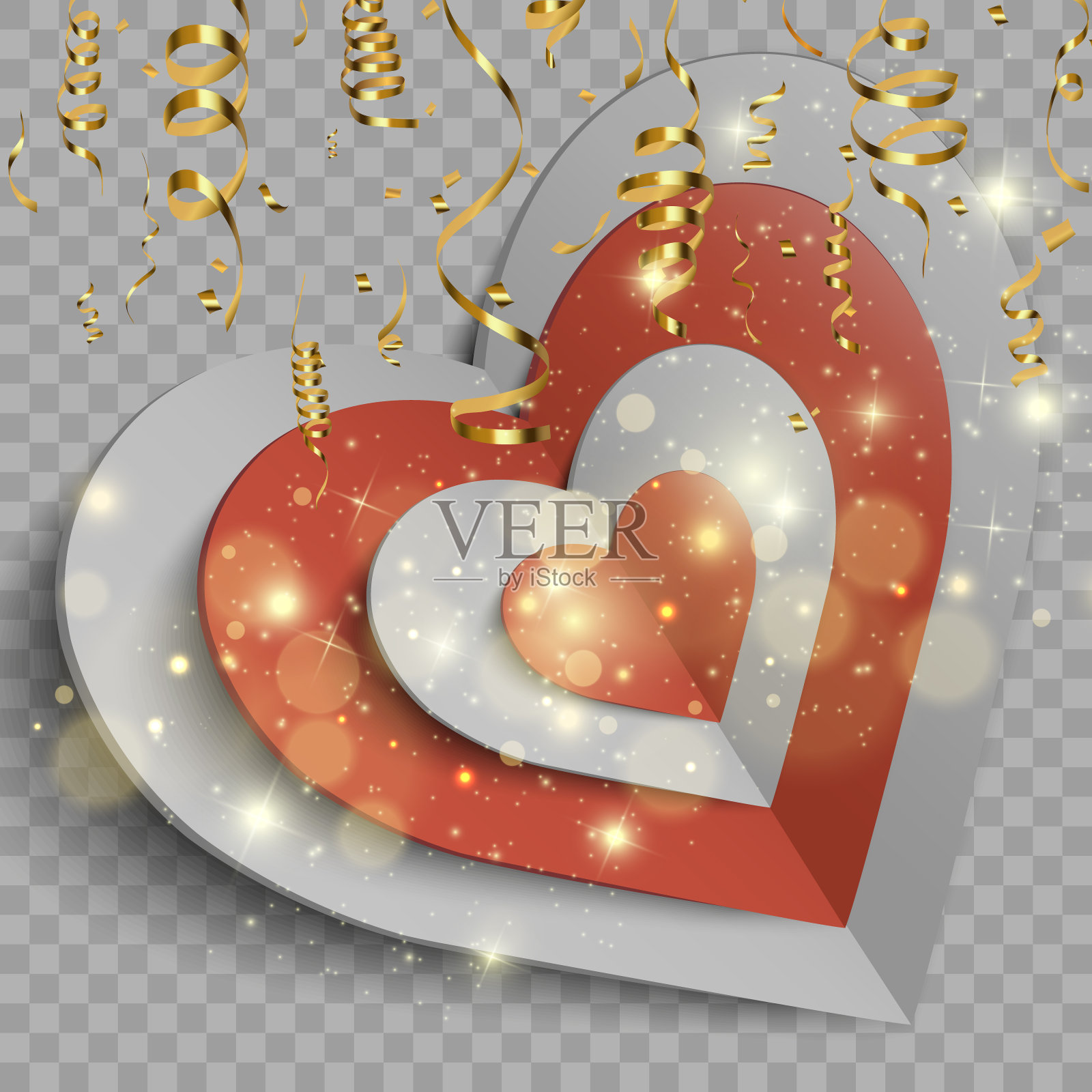 白色透明背景上的孤立爱心插画图片素材