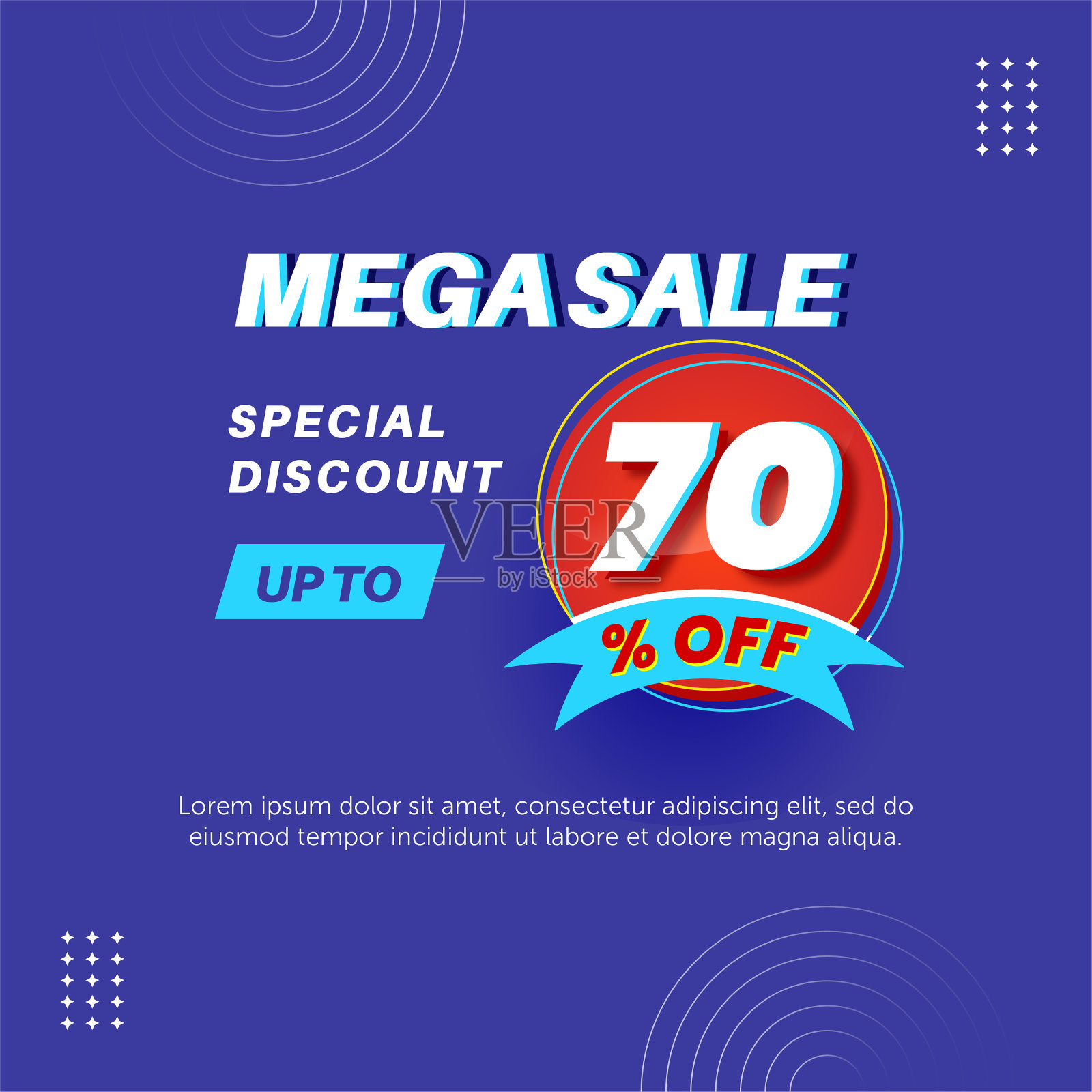 大型销售70%。数字特别折扣标志模板设计插画图片素材