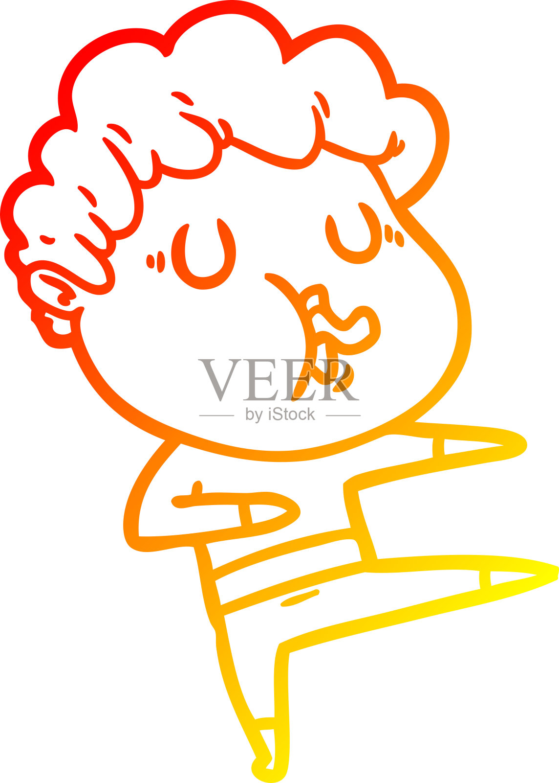 暖色渐变线条卡通男人唱歌插画图片素材