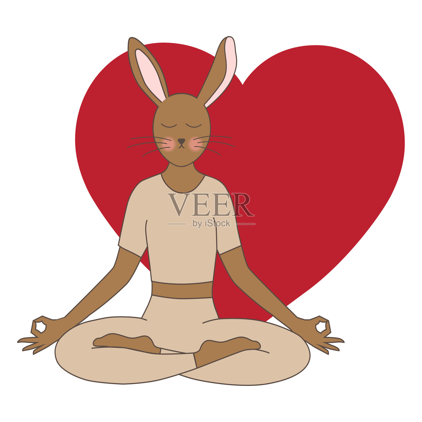 人一样的兔子在冥想的姿势设计元素图片