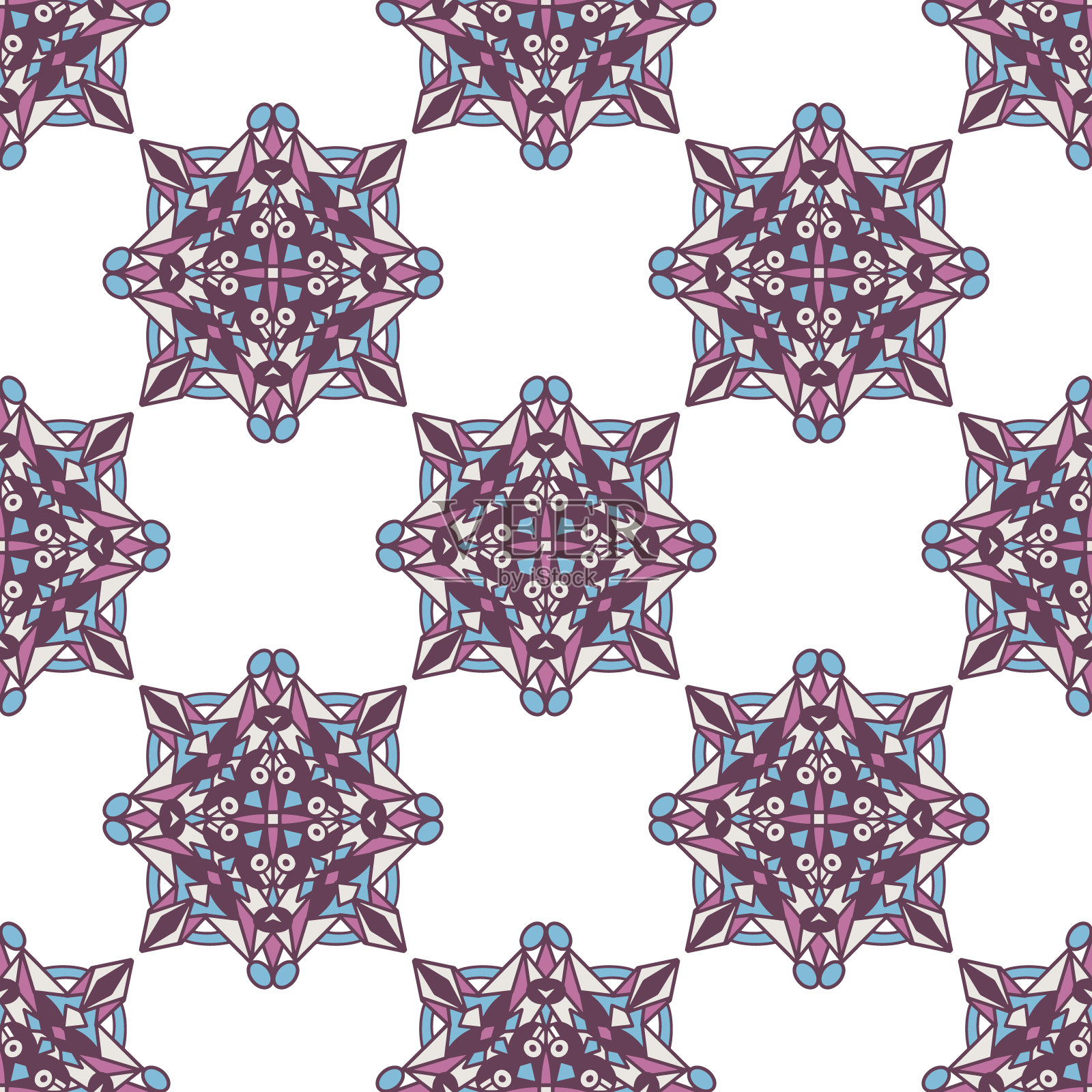 创意民族风格广场无缝图案。独特的几何矢量样本。完美的屏幕背景，现场背景，包装纸，墙纸，纺织品和表面设计。时尚的那种波西米亚风格的瓷砖。插画图片素材