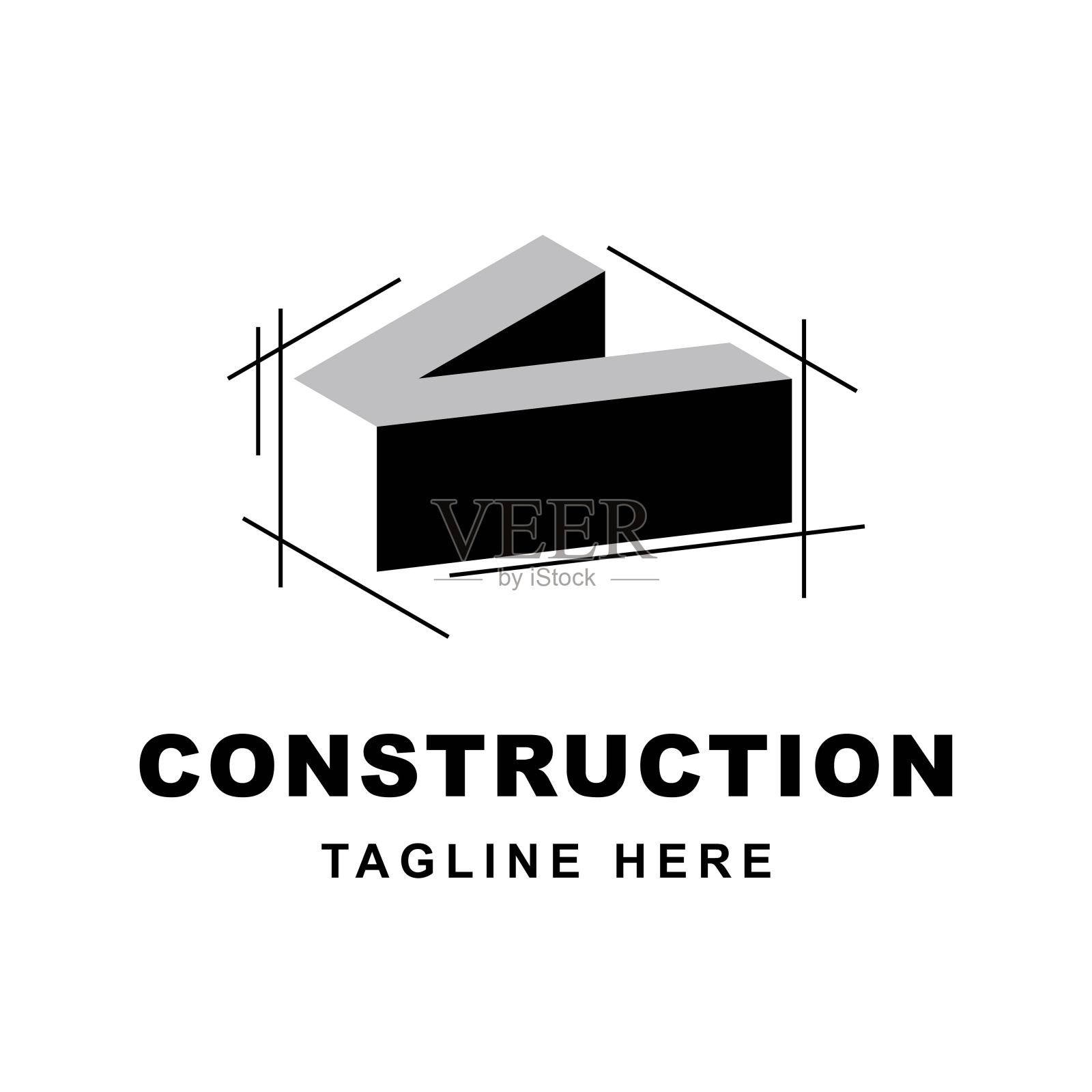 建筑标志设计与字母V形设计元素图片