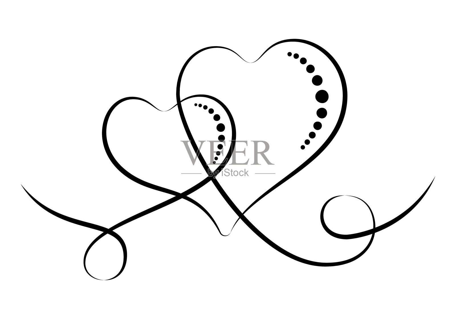 书法繁盛人心。手绘复古婚礼元素。漩涡装饰插画图片素材