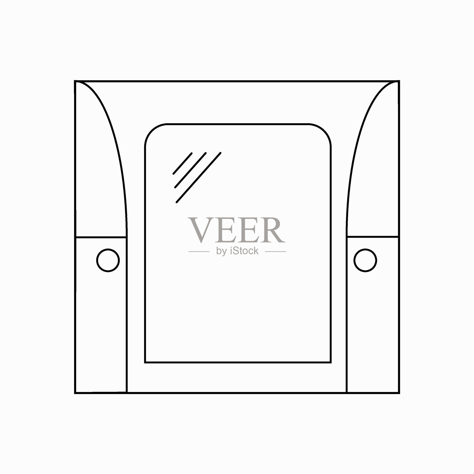 单色时尚复古浴室镜子。向量简单的浴室对象在一个简单的线条风格插画图片素材