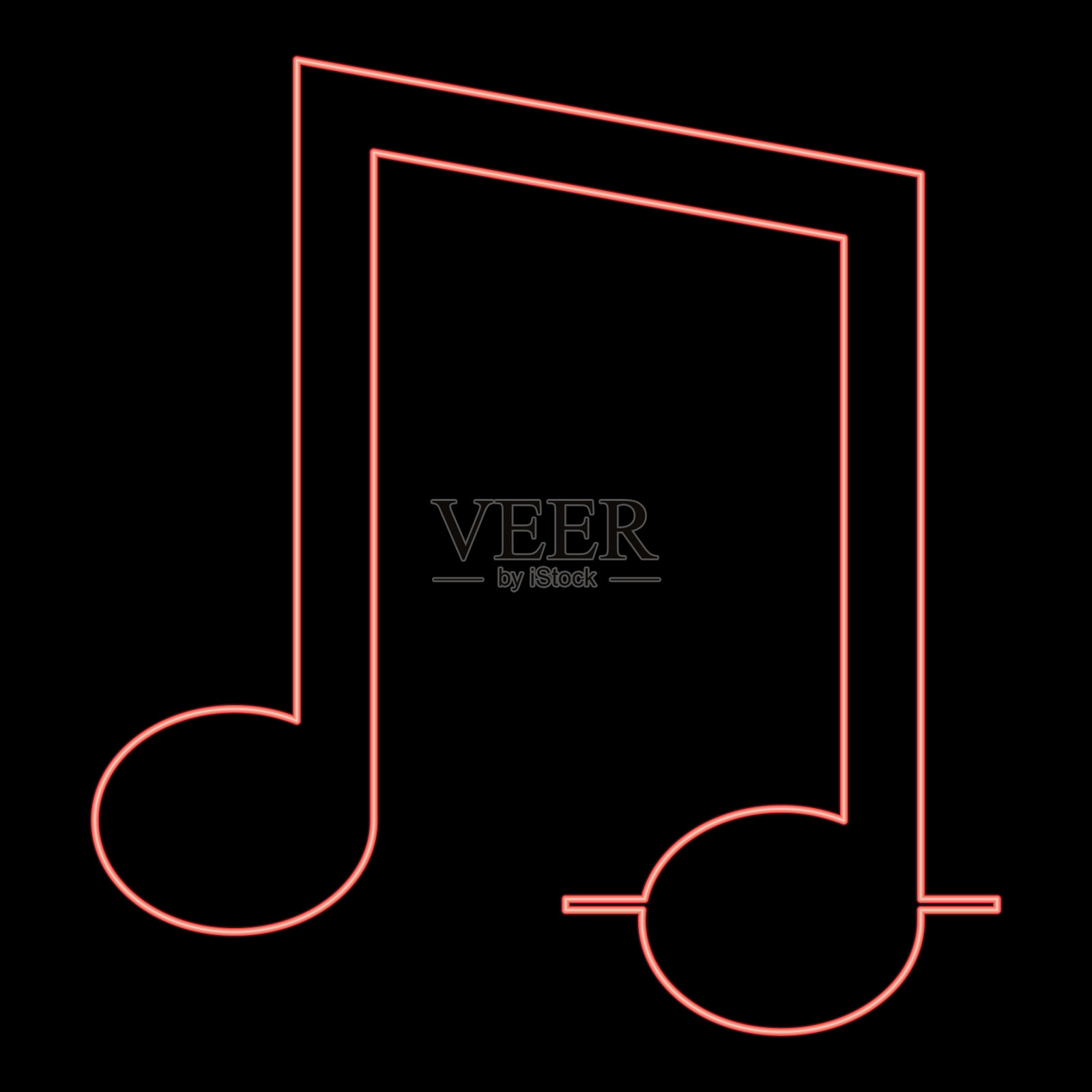 霓虹灯第八音符图标黑色平面风格插画图片素材