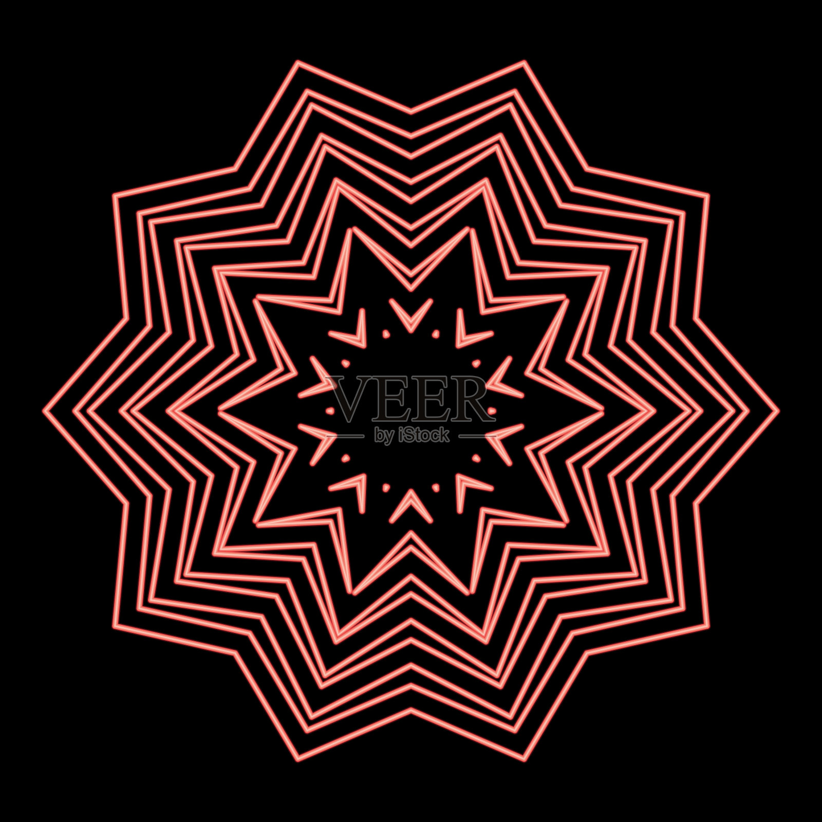 霓虹灯抽象花图案图标黑色插画图片素材