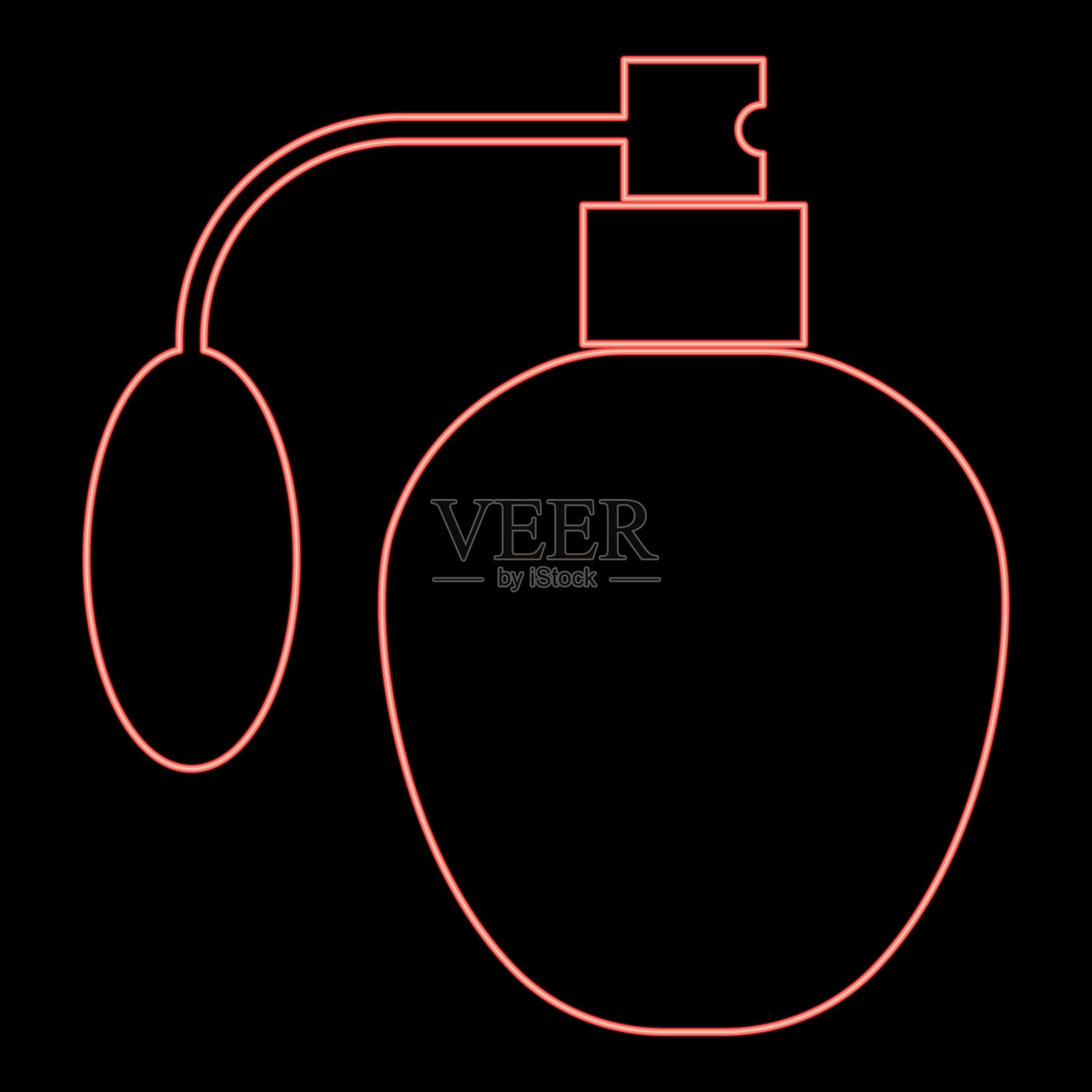 霓虹复古除臭香水瓶与雾化器插画图片素材