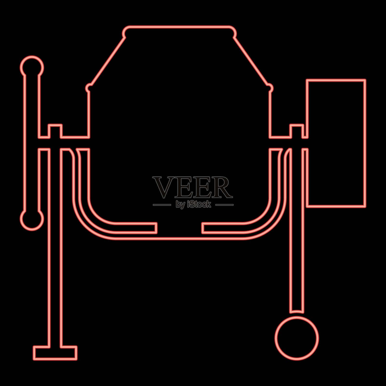 霓虹混凝土搅拌机水泥机图标黑色插画图片素材