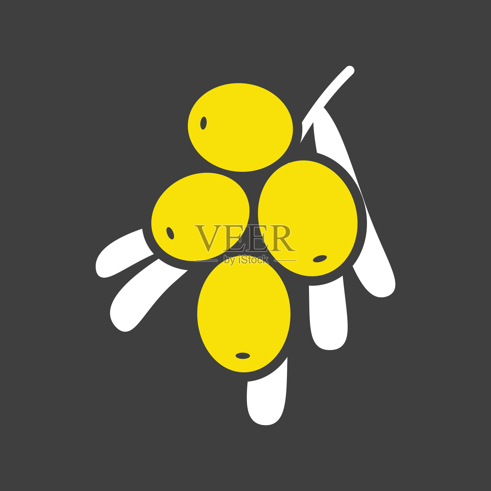 暗色背景上的沙棘浆果雕文插画图片素材