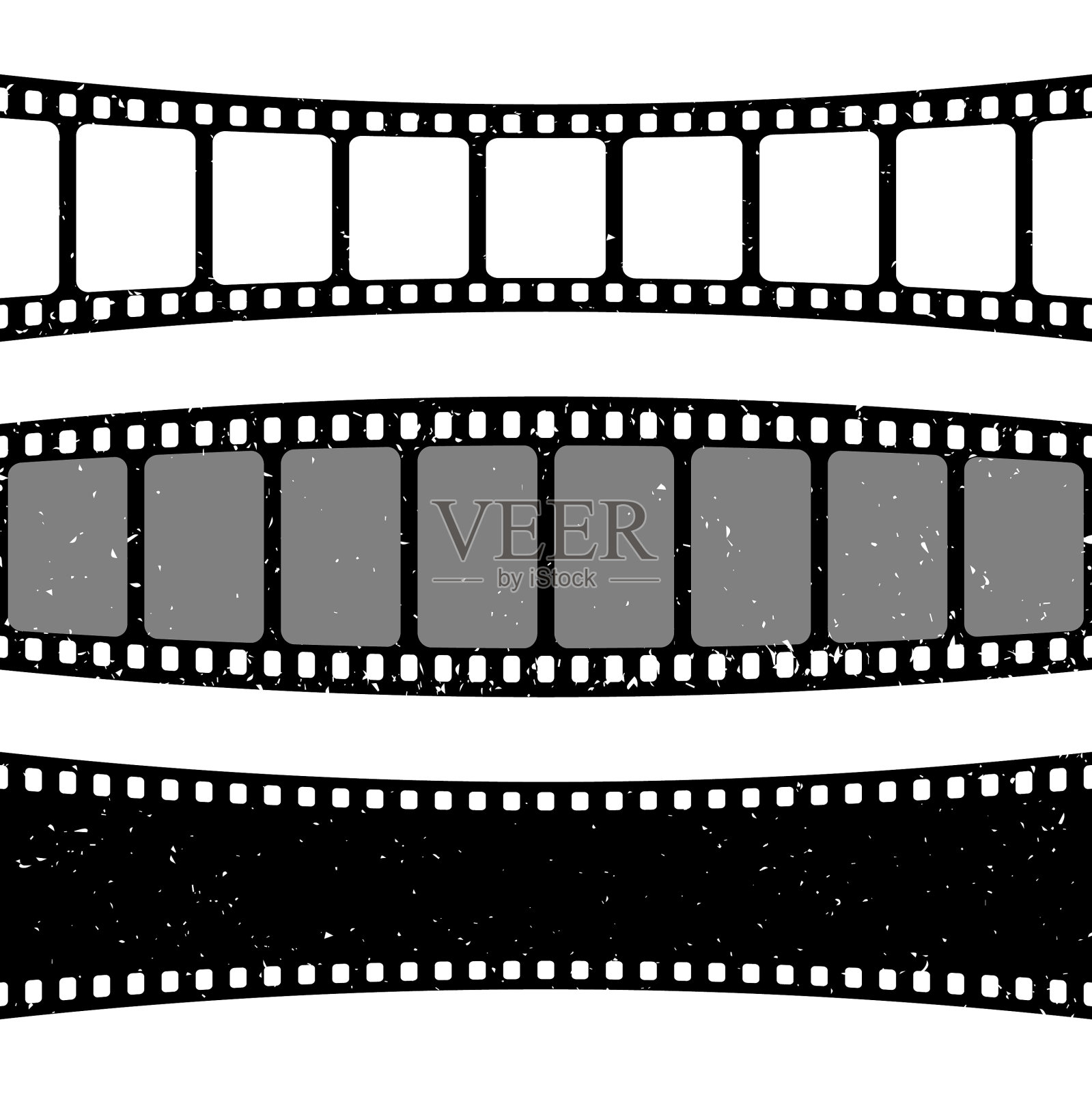 复古弯曲的胶片条收集旧垃圾插画图片素材