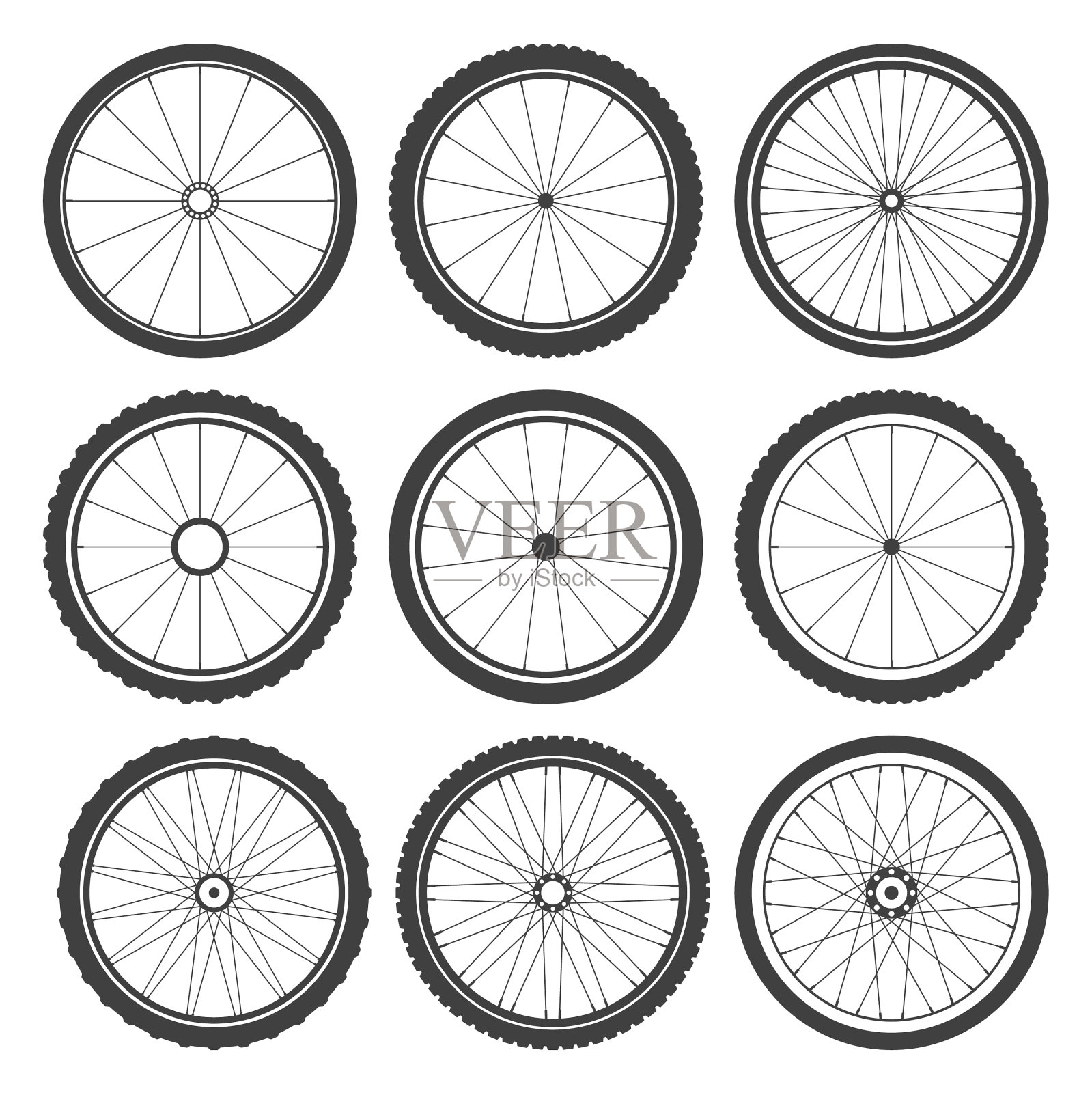 黑色自行车车轮象征收藏自行车插画图片素材