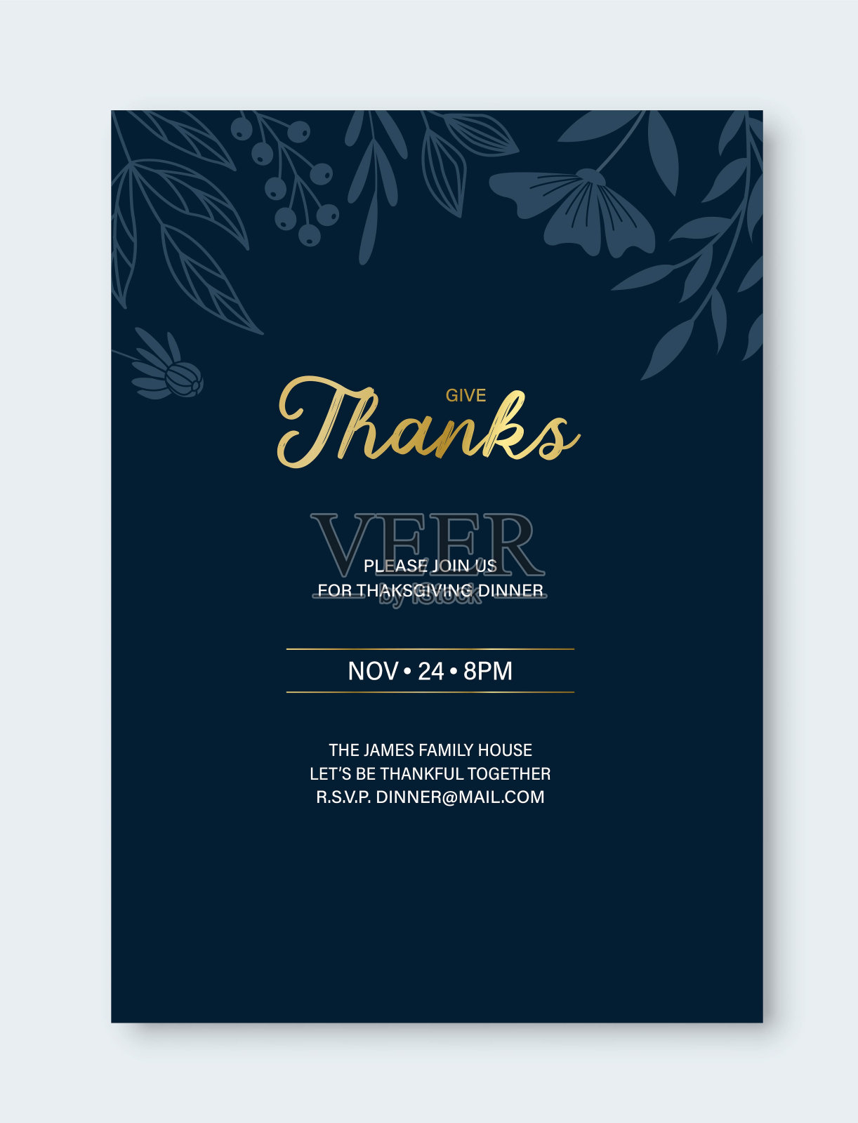 花卉黑暗感恩节插画图片素材