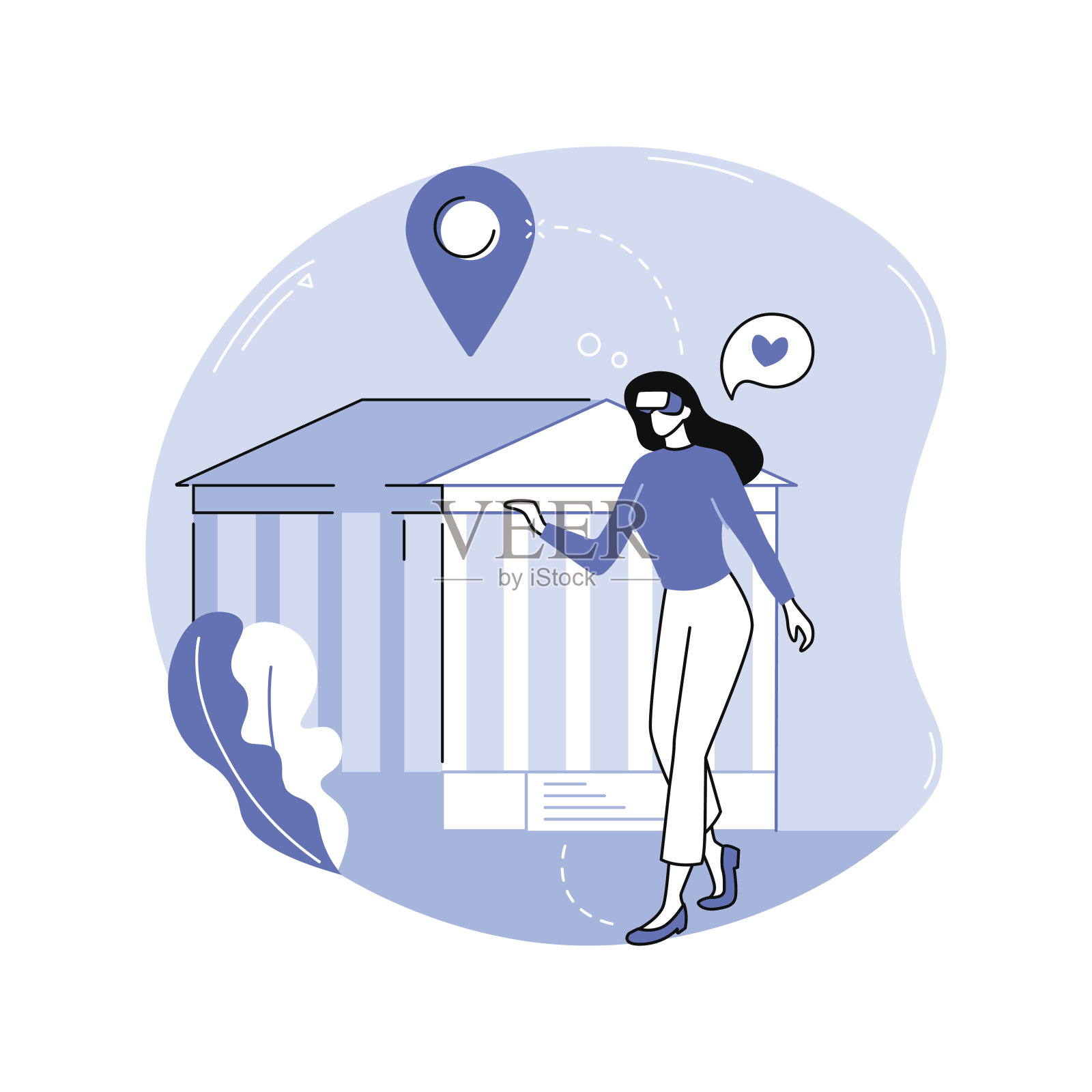 虚拟博物馆参观孤立的卡通矢量插图。插画图片素材