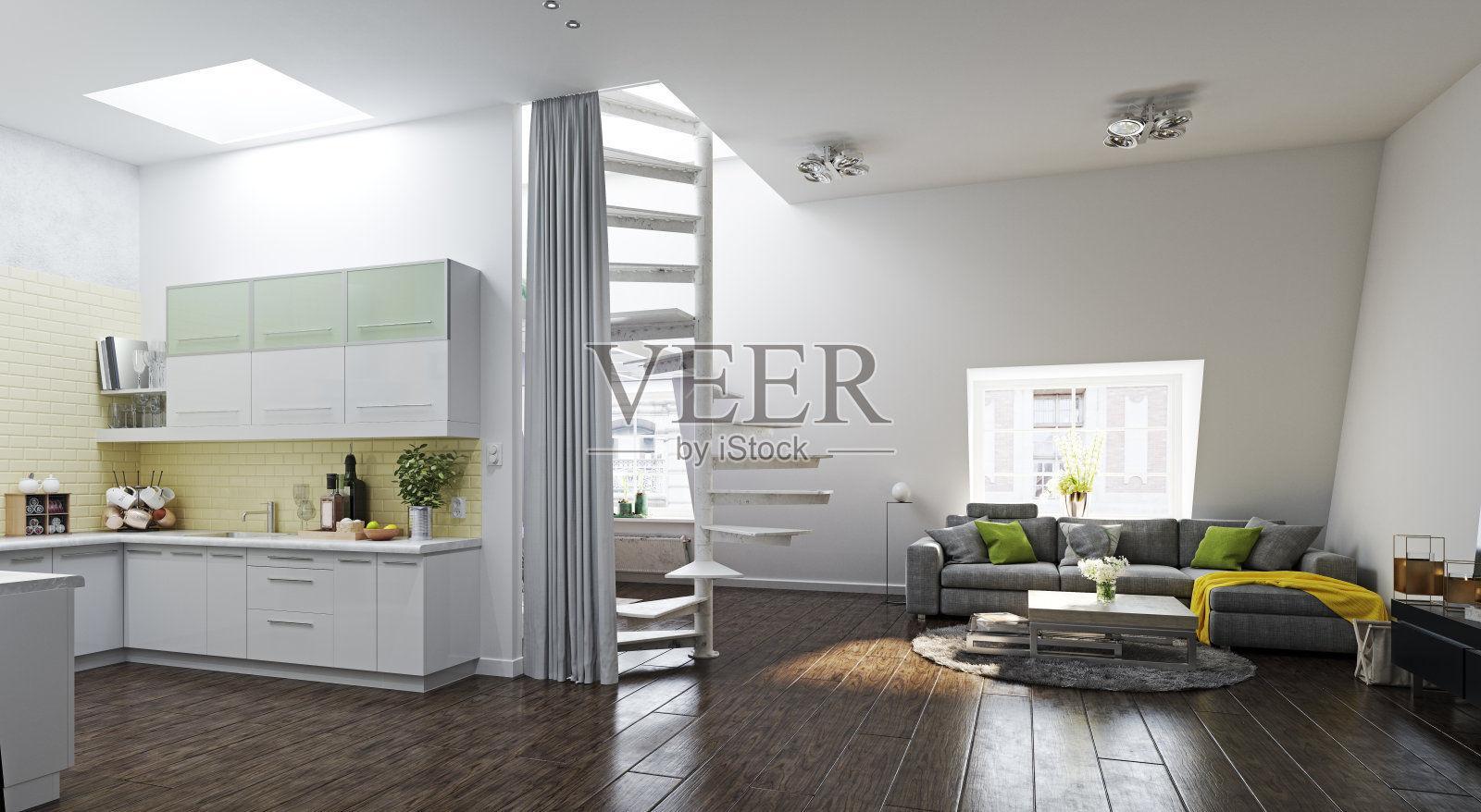 现代生活内部。照片摄影图片