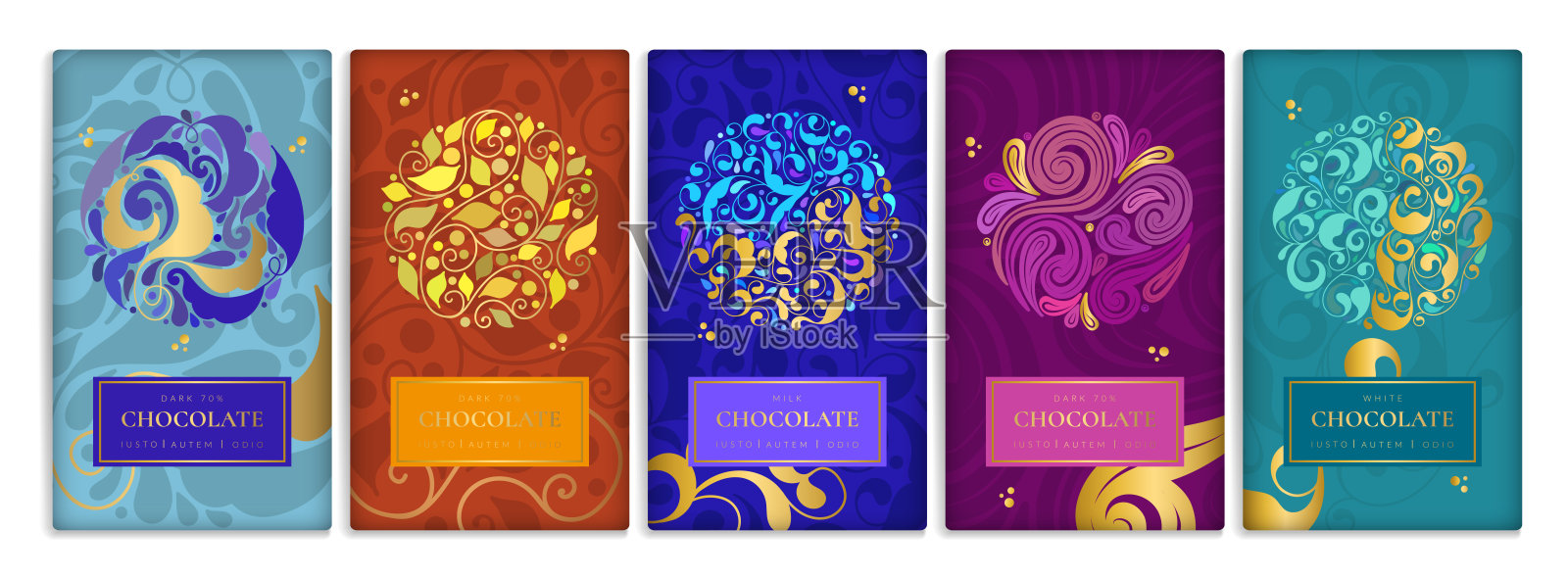 巧克力棒的豪华包装设计复古矢量装饰模板。优雅,经典的元素。适合食品，饮料和其他包装类型。可用于背景和壁纸。插画图片素材