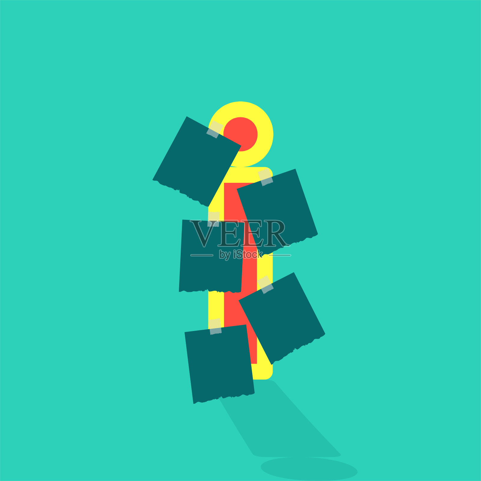 贴纸或图像空间上的信i.照片拼贴和有趣的贴纸信。插画图片素材