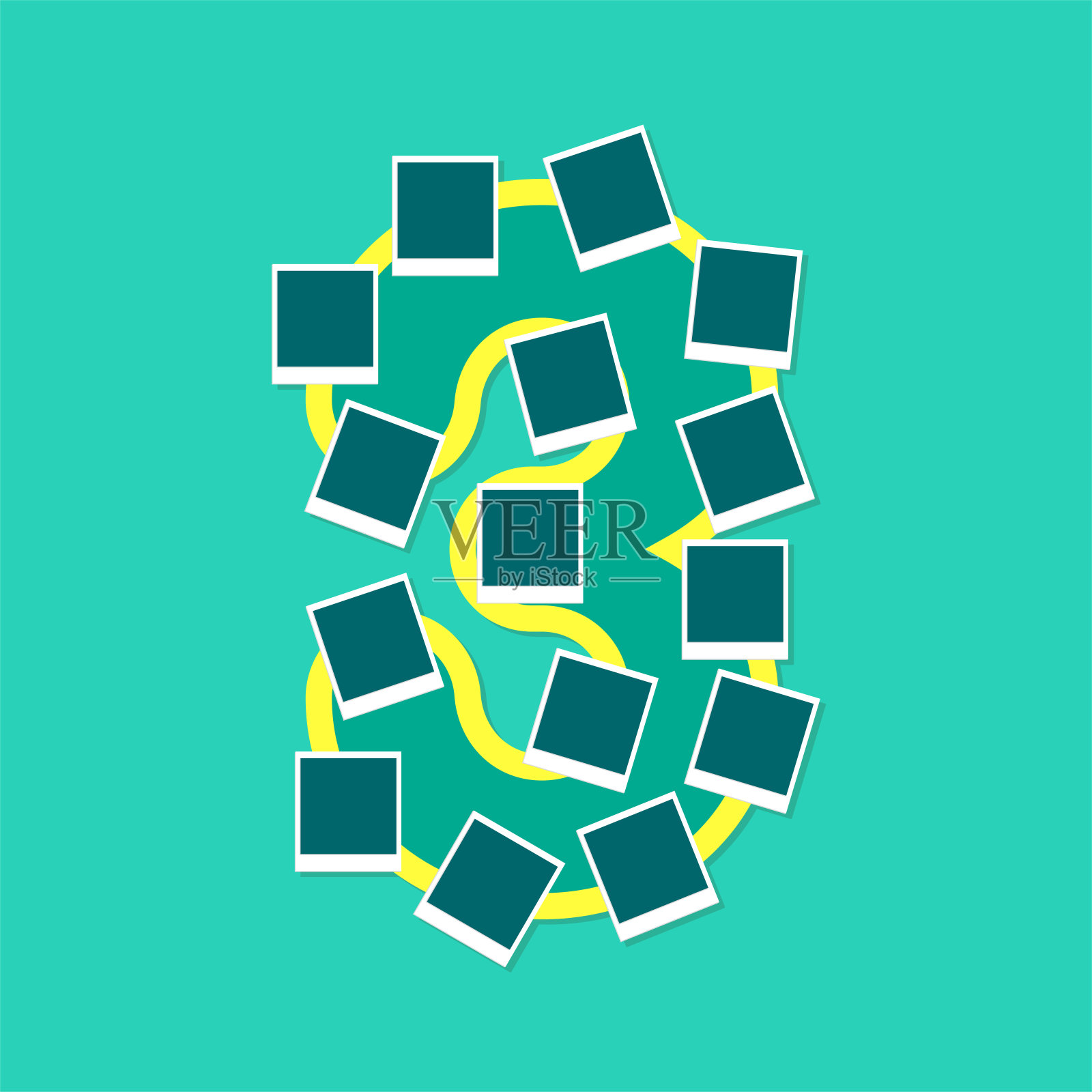 相册设置3号，添加您的照片。这是一个三岁的课题。插画图片素材