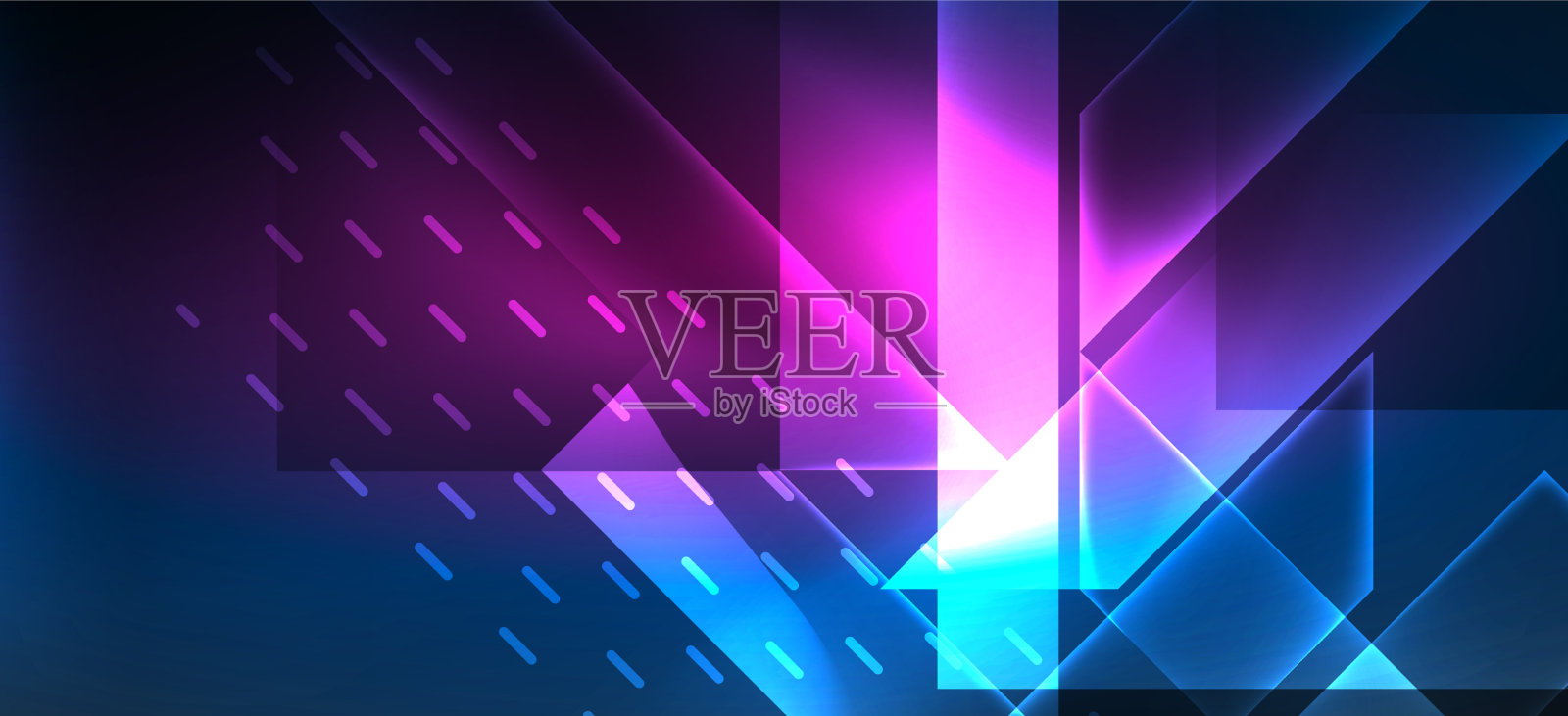 背景霓虹灯发光的线条和几何形状插画图片素材