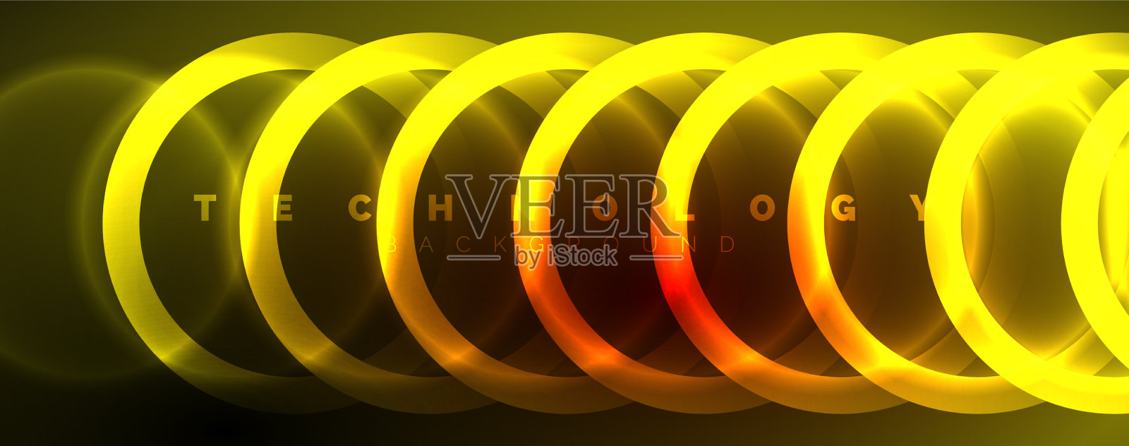 霓虹灯闪烁的圆圈抽象背景技术插画图片素材