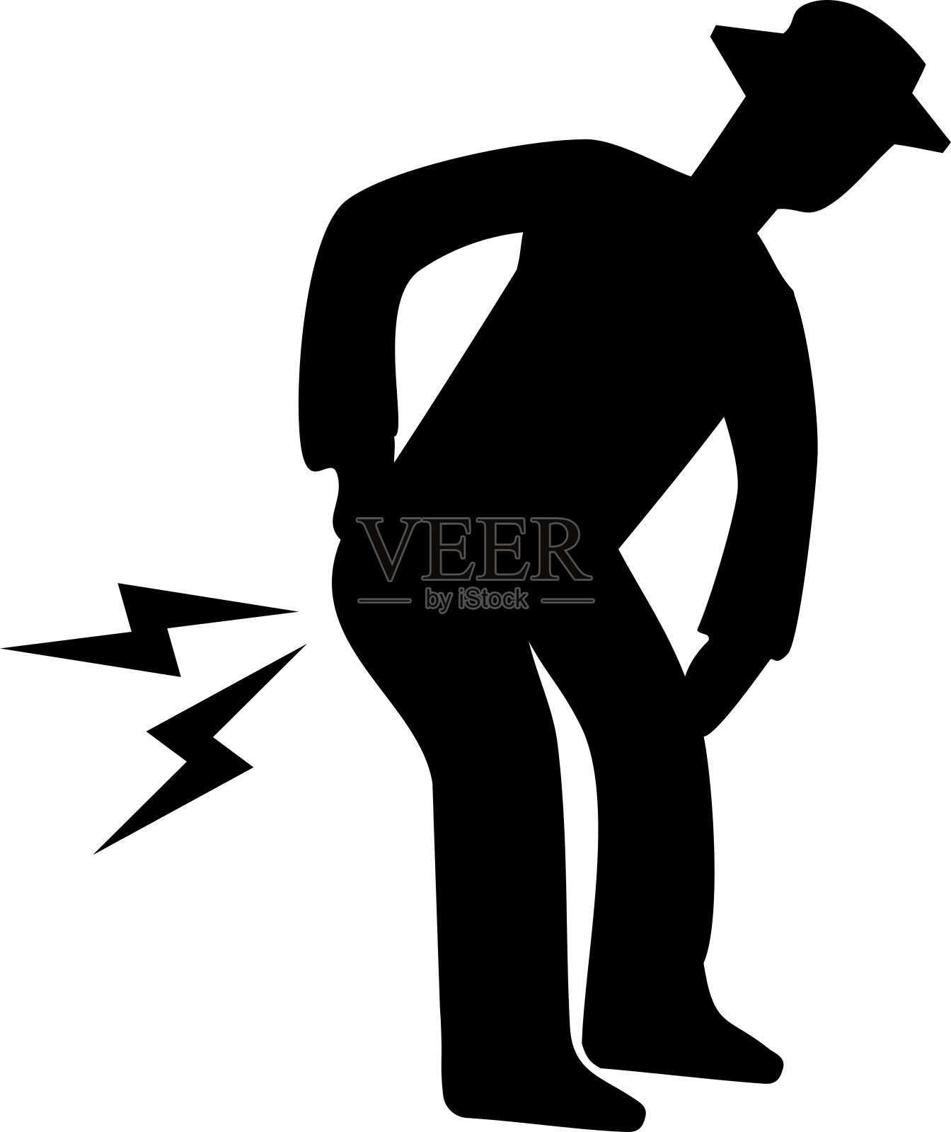 一名男子双手叉腰遭受背部疼痛的剪影/插图材料(矢量插图)插画图片素材