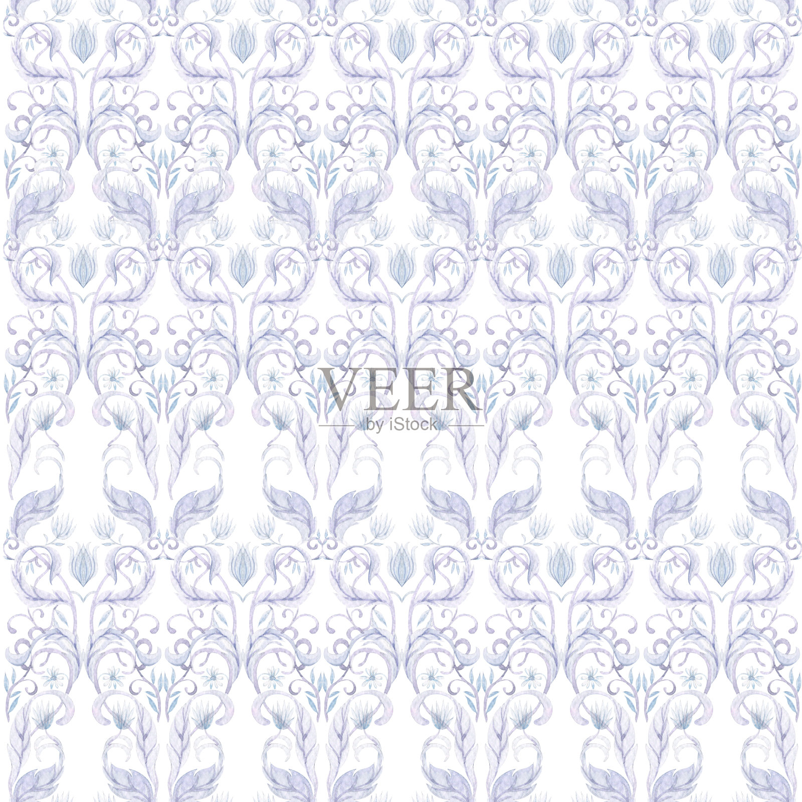 水彩复古抽象花卉无缝图案纹理。阿拉伯的瓷砖。插画图片素材