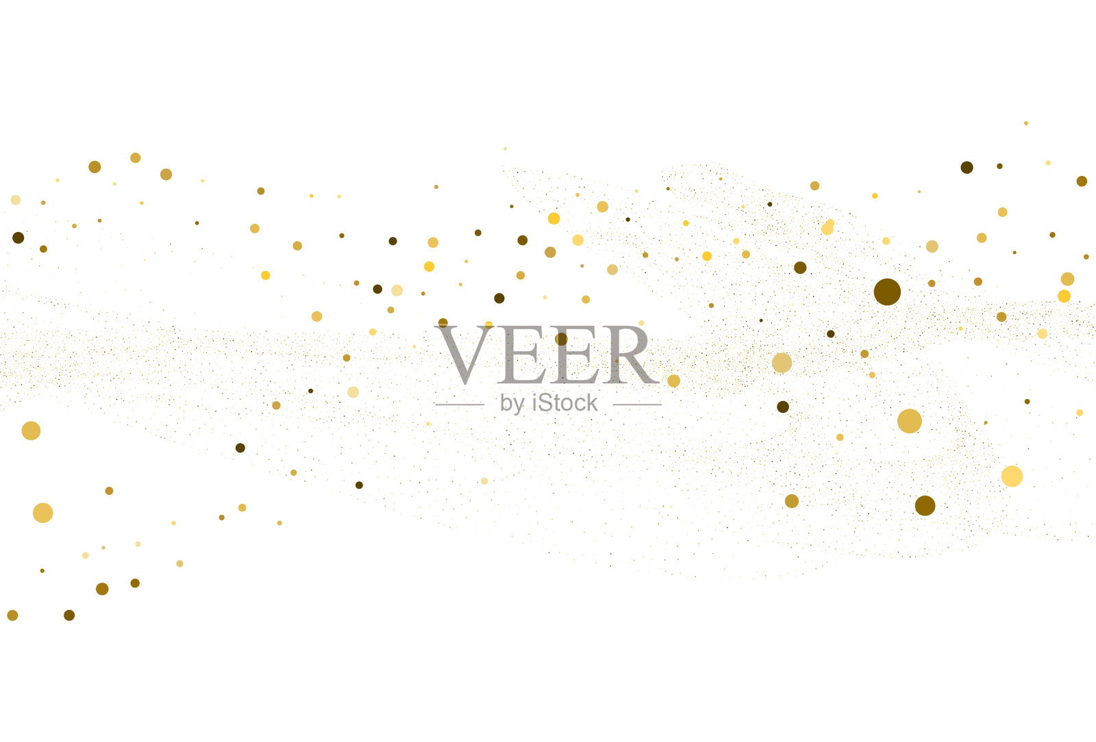 金色的灰尘，浅金色闪光圆纸屑背景。插画图片素材