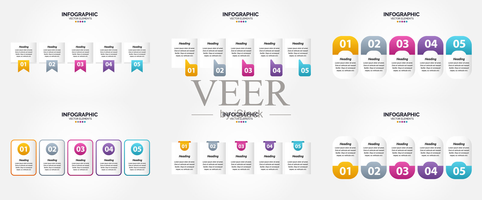 5步信息图平面设计集插画图片素材
