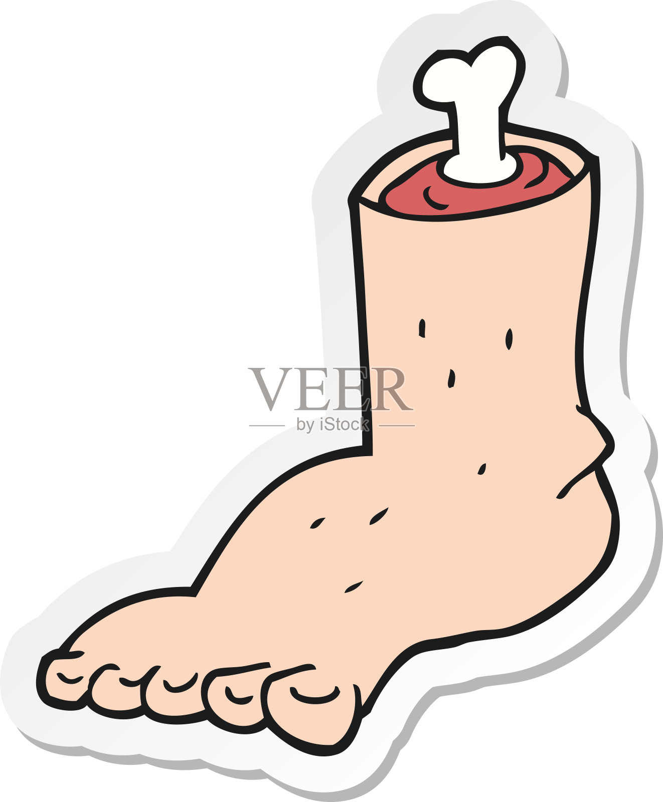 卡通断脚贴纸插画图片素材