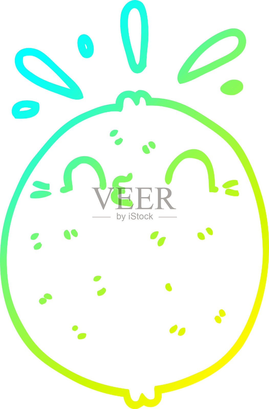 冷梯度线画一个可爱的卡通柠檬插画图片素材