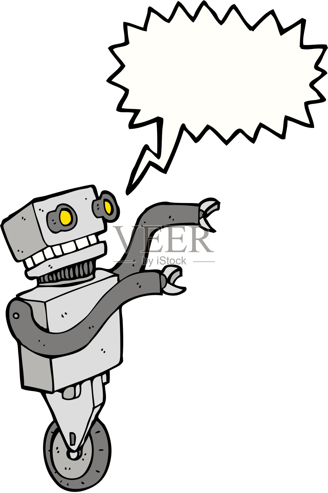 带有语音泡泡的卡通搞笑机器人插画图片素材