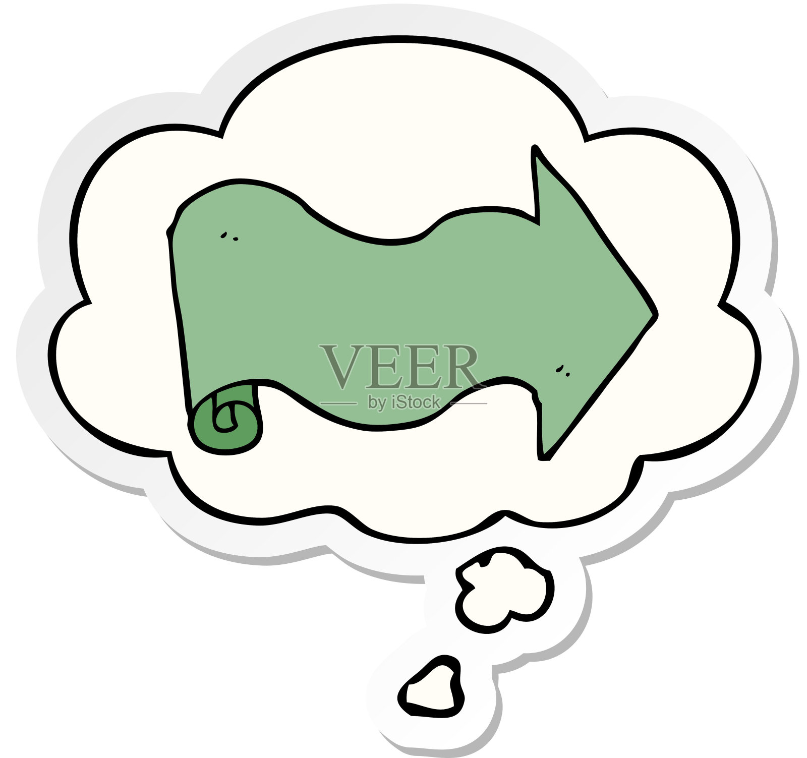 卡通箭头与思想泡泡作为印刷贴纸插画图片素材