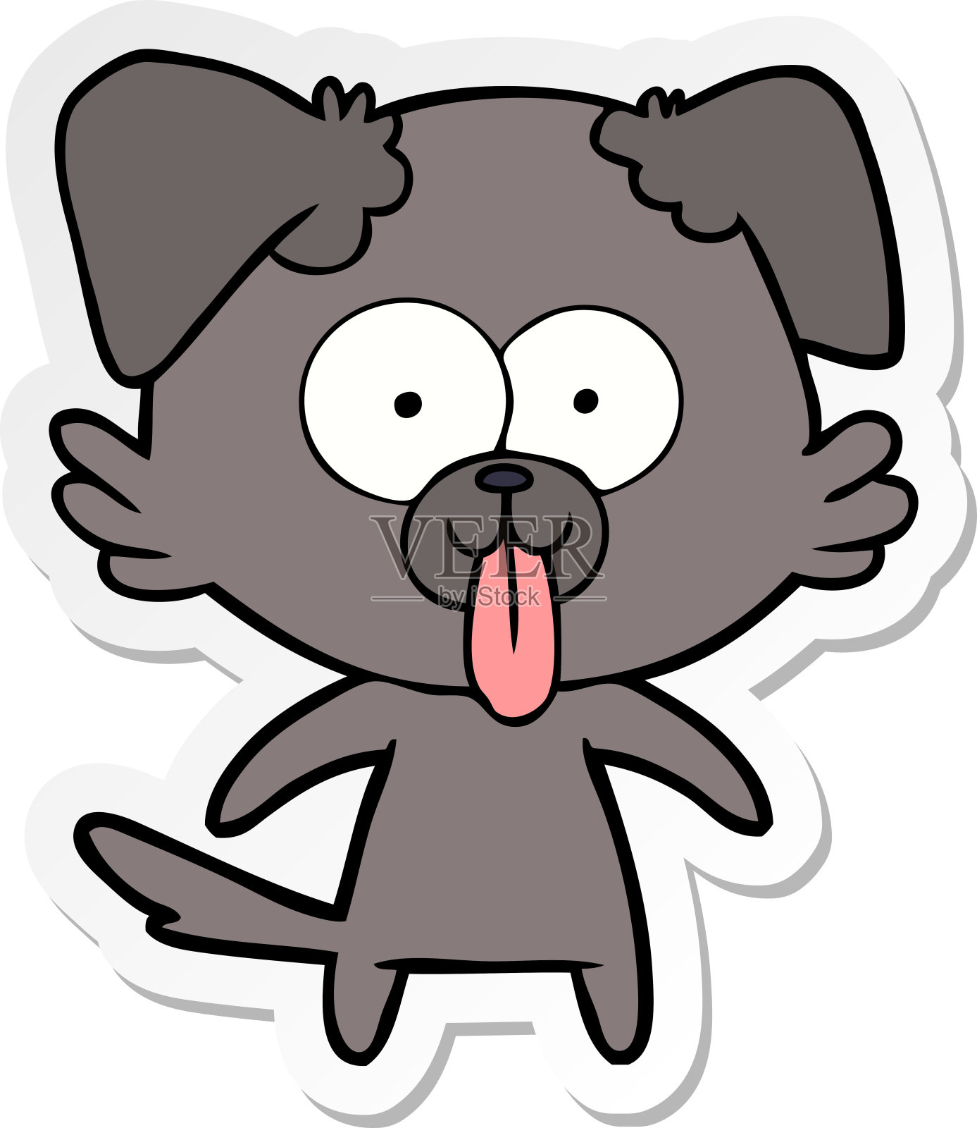 一只伸出舌头的卡通狗的贴纸设计元素图片