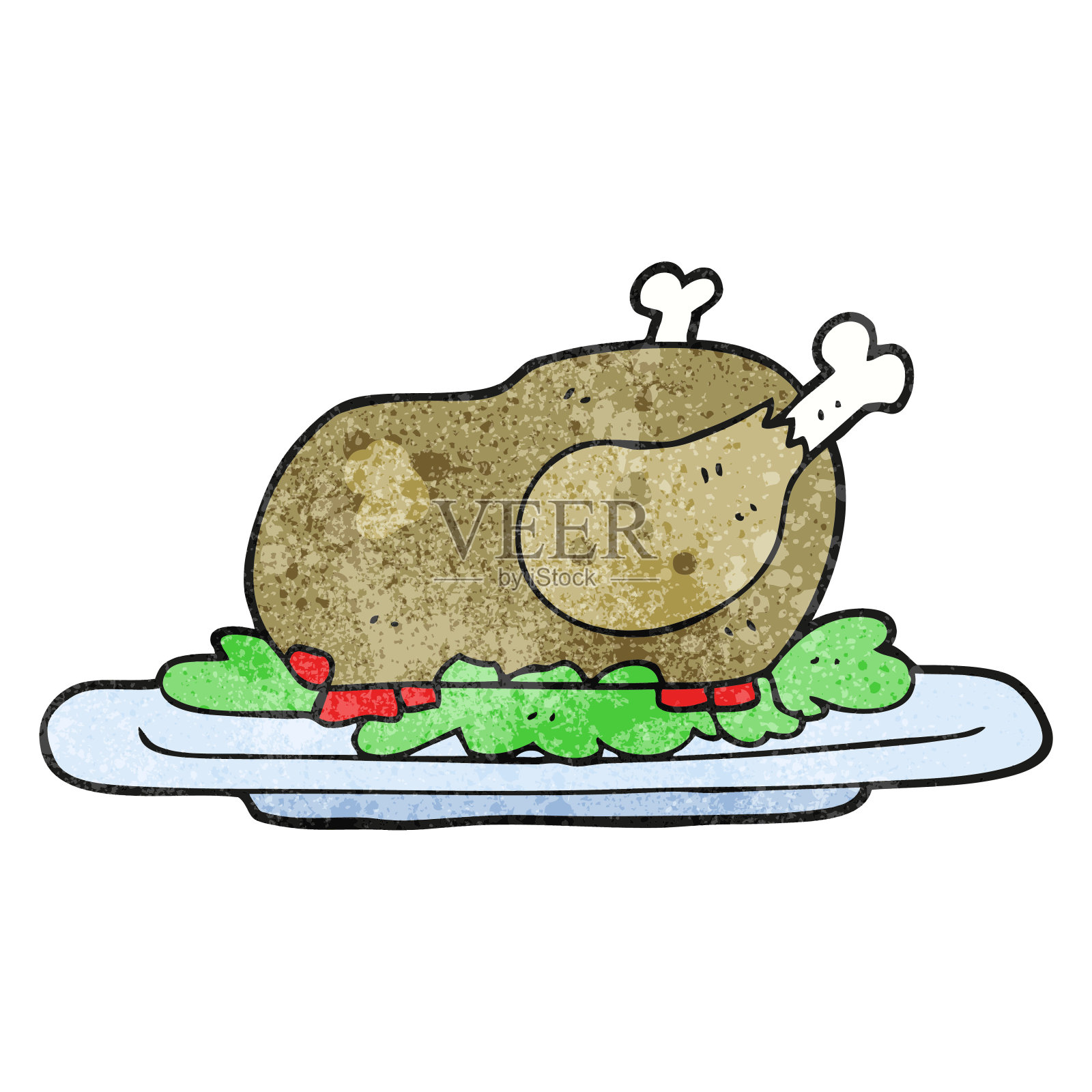 徒手纹理卡通煮火鸡插画图片素材