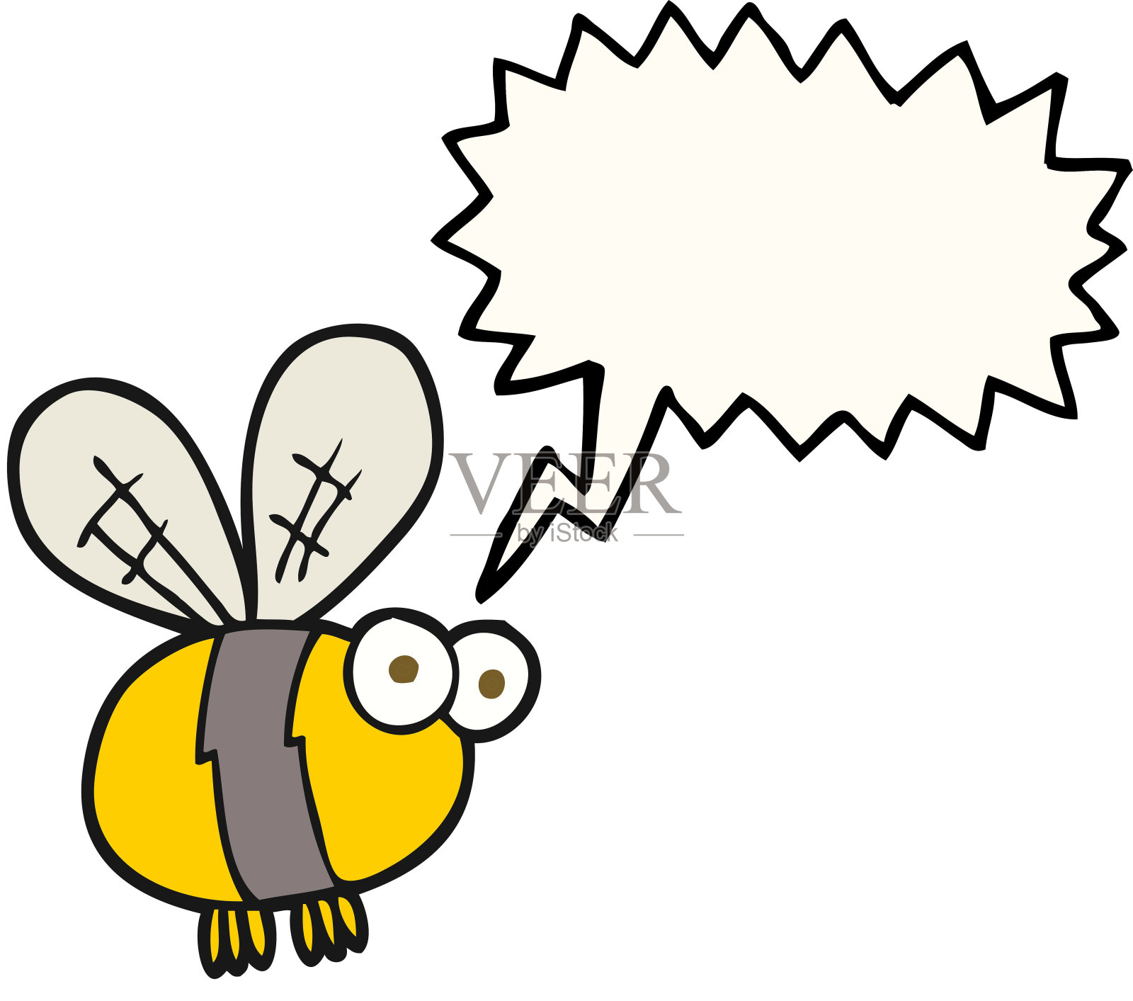 手绘语音泡泡卡通蜜蜂设计元素图片