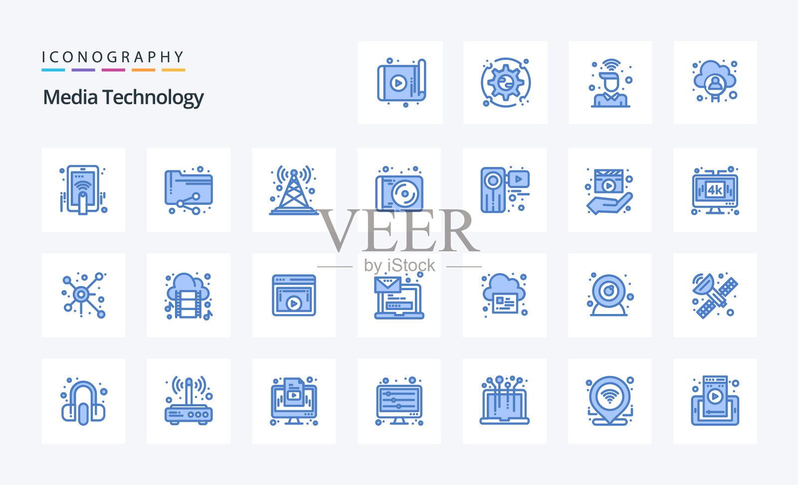 25媒体技术蓝色图标包图标素材